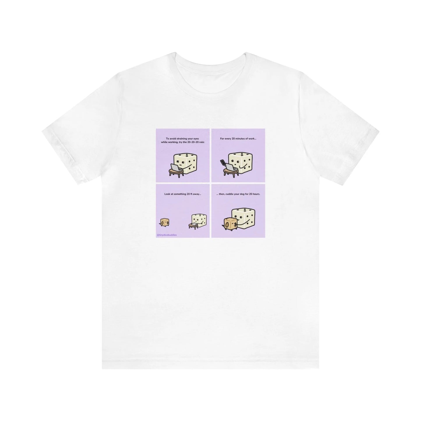 Tiny Dice Buddies "Try the 20-20-20 Rule" | Unisex Jersey Short Sleeve Tee