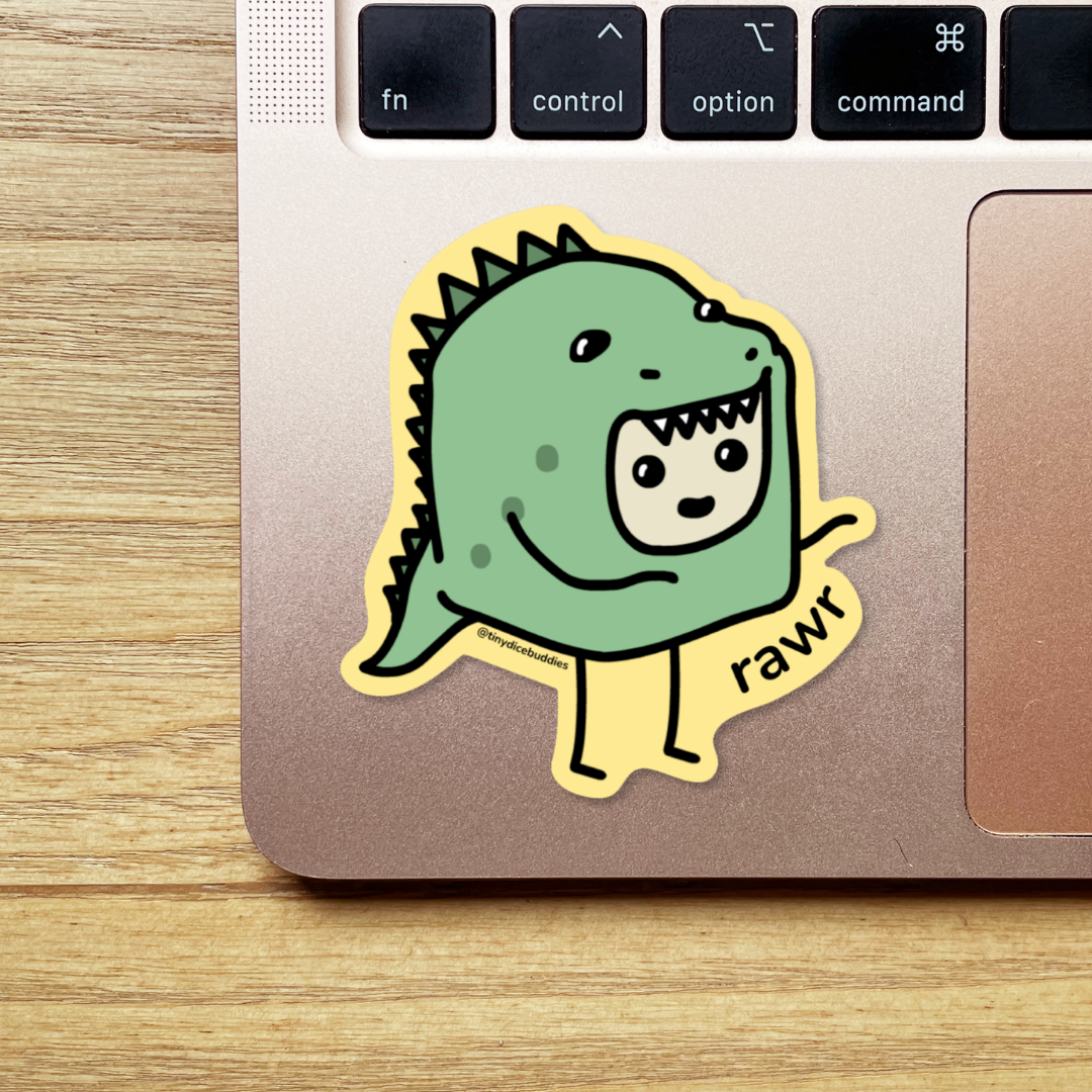 Secretly a Dinosaur Rawr Die-Cut Sticker | Tiny Dice Buddies