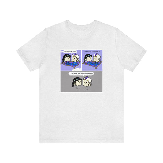 Tiny Dice Buddies "I Can Show You the World... or My Driveway" | Unisex Jersey Short Sleeve Tee