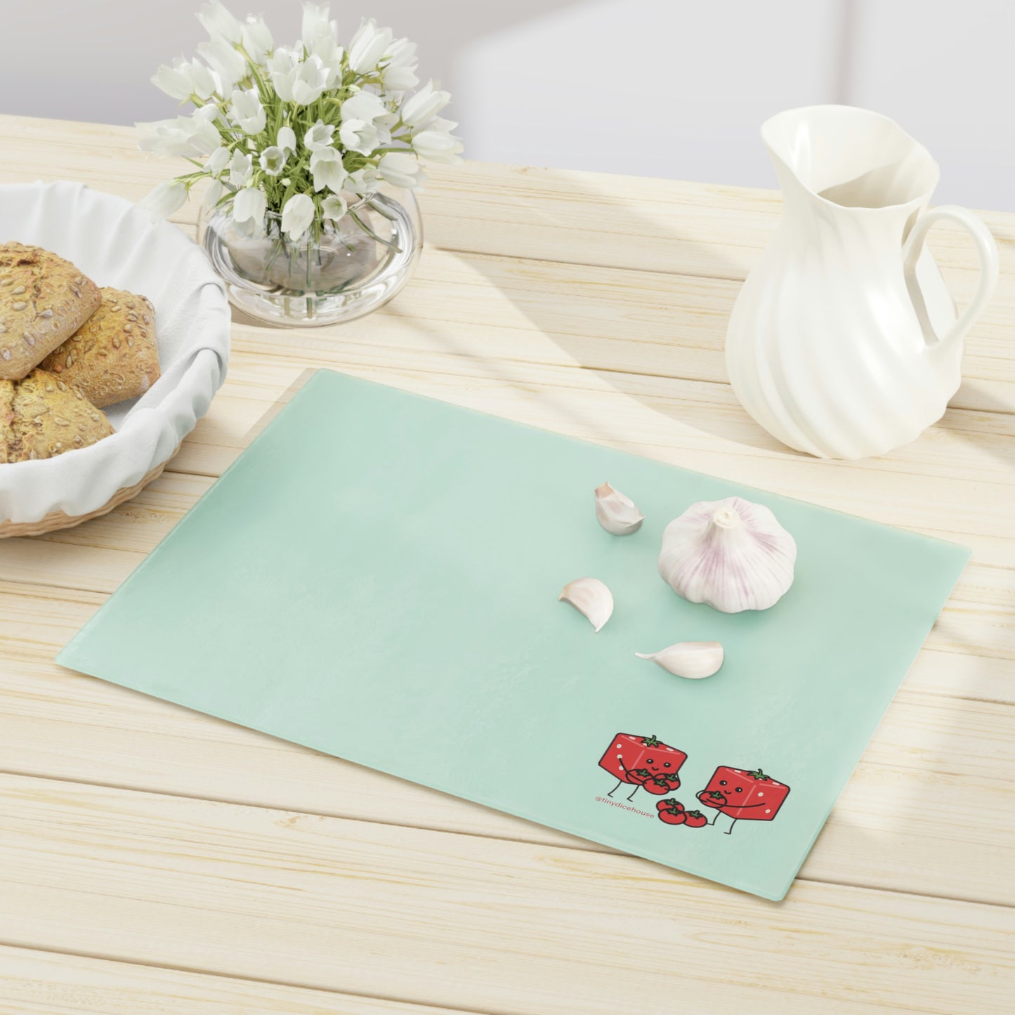 Diced Tomatoes Cutting Board | Punny Dice Kitchen Tools | Tiny Dice Buddies