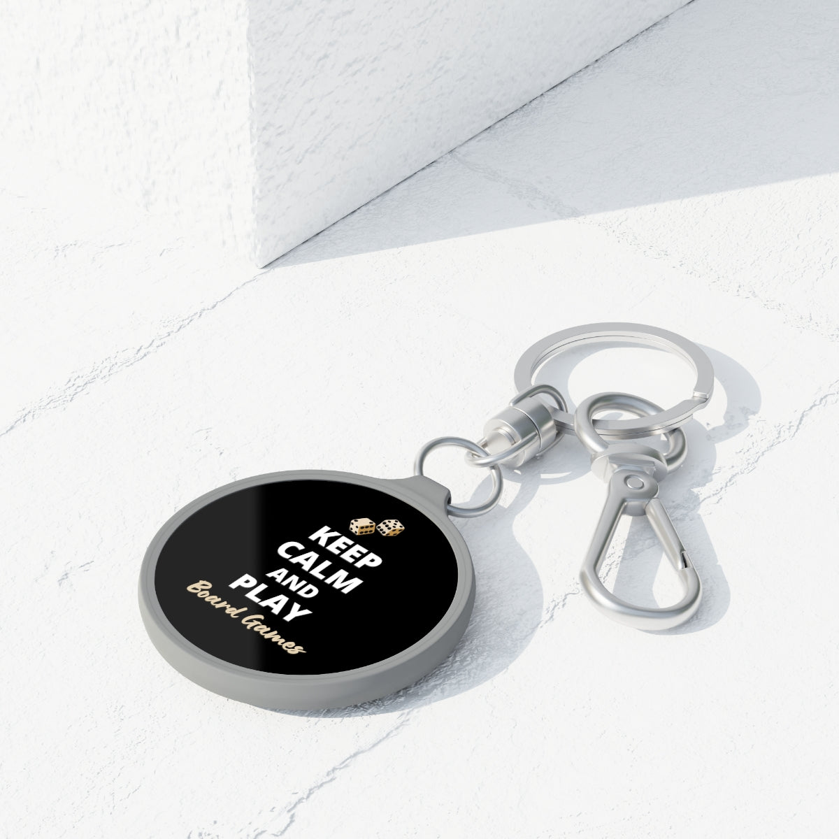 Keep Calm and Play Board Games Keyring Tag | Modern Keychain for Board Game Lovers
