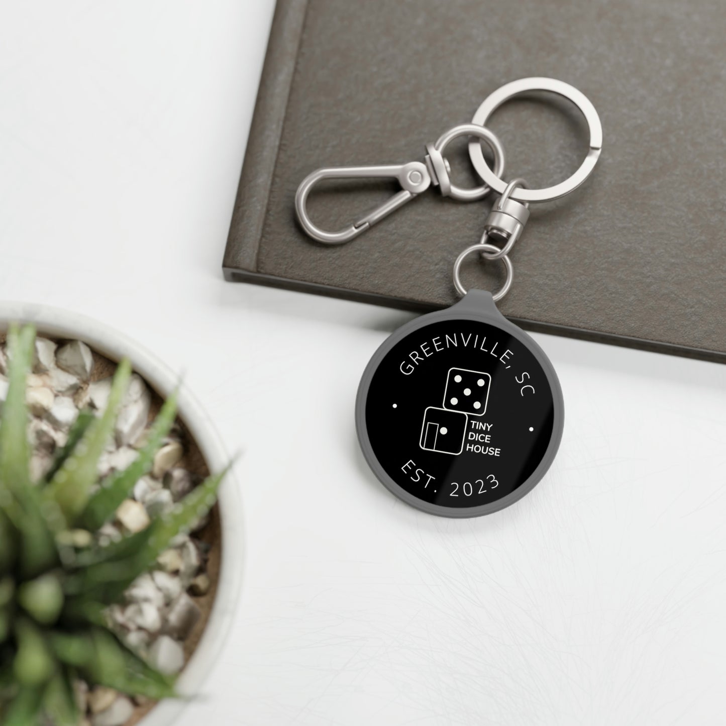 Modern Tiny Dice House Keychain