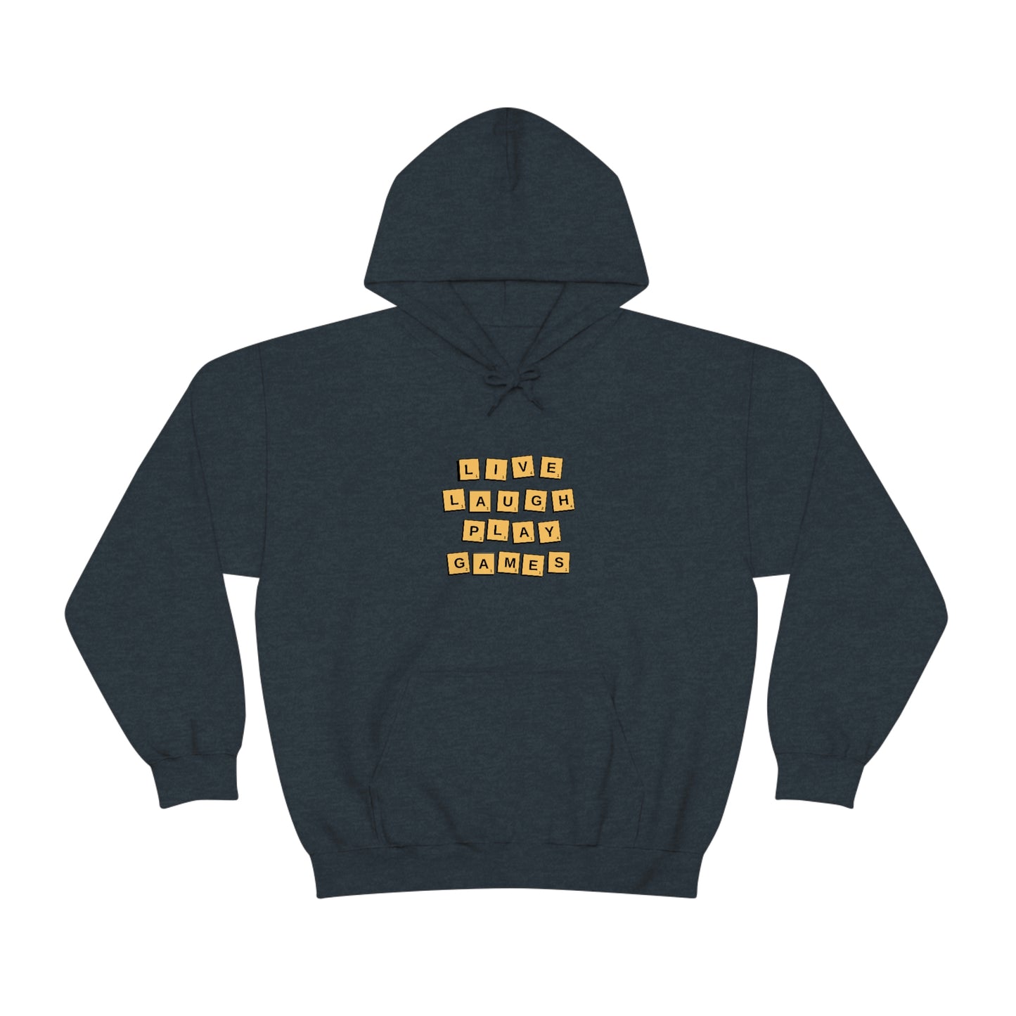 Live Laugh Play Games Hoodie | Tiny Dice House Sweater | Punny Dice Sweatshirt | Unisex Heavy Blend™ Hooded Sweater