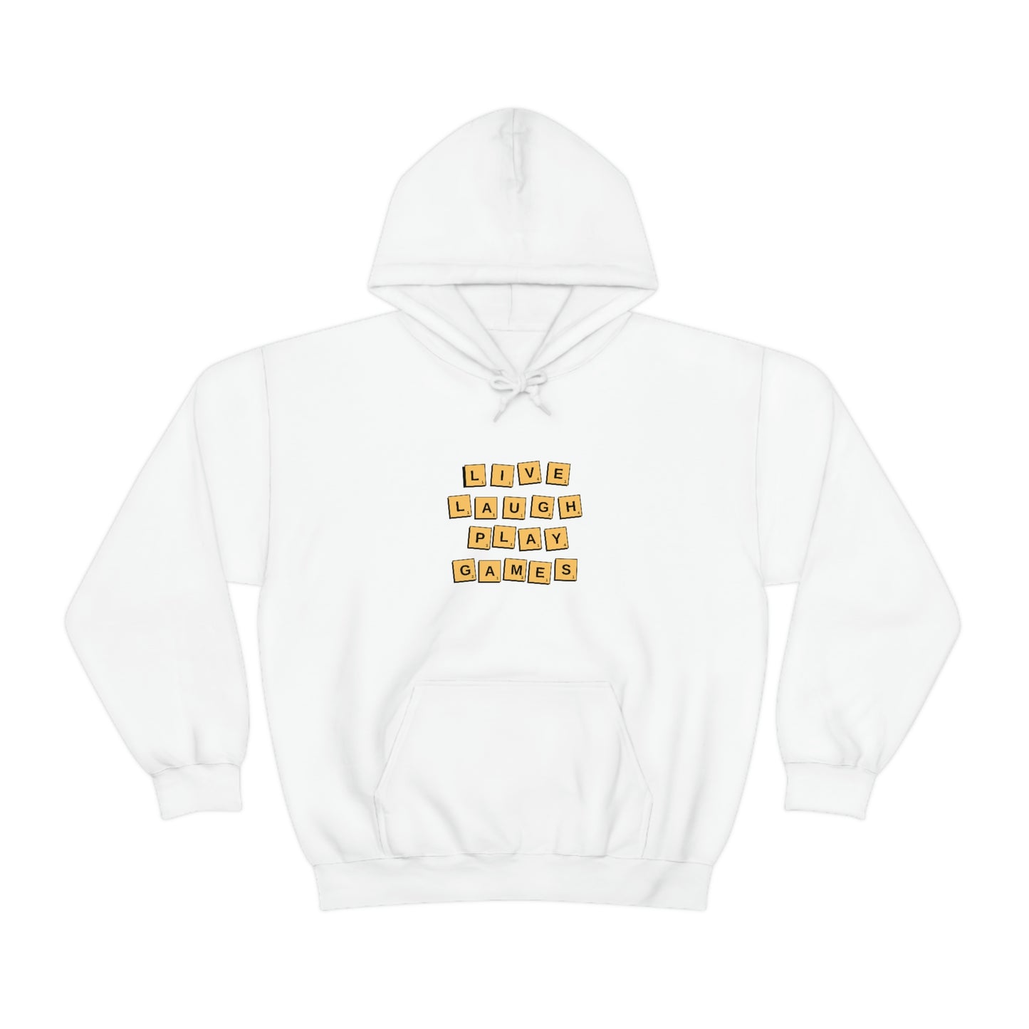 Live Laugh Play Games Hoodie | Tiny Dice House Sweater | Punny Dice Sweatshirt | Unisex Heavy Blend™ Hooded Sweater