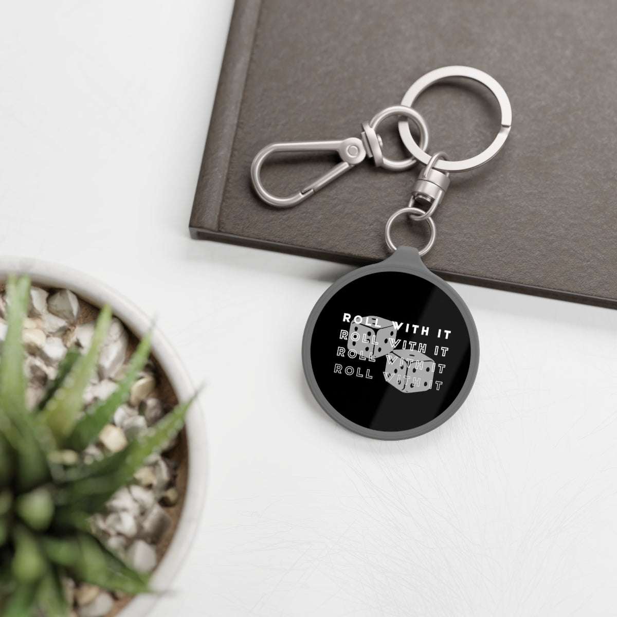 Roll With It Keyring Tag | Punny Dice Keychain
