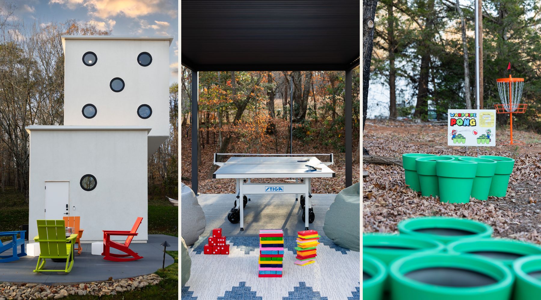10 Playful Outdoor Amenities That Turn the Tiny Dice House Landscaping Into a Real-Life Board Game