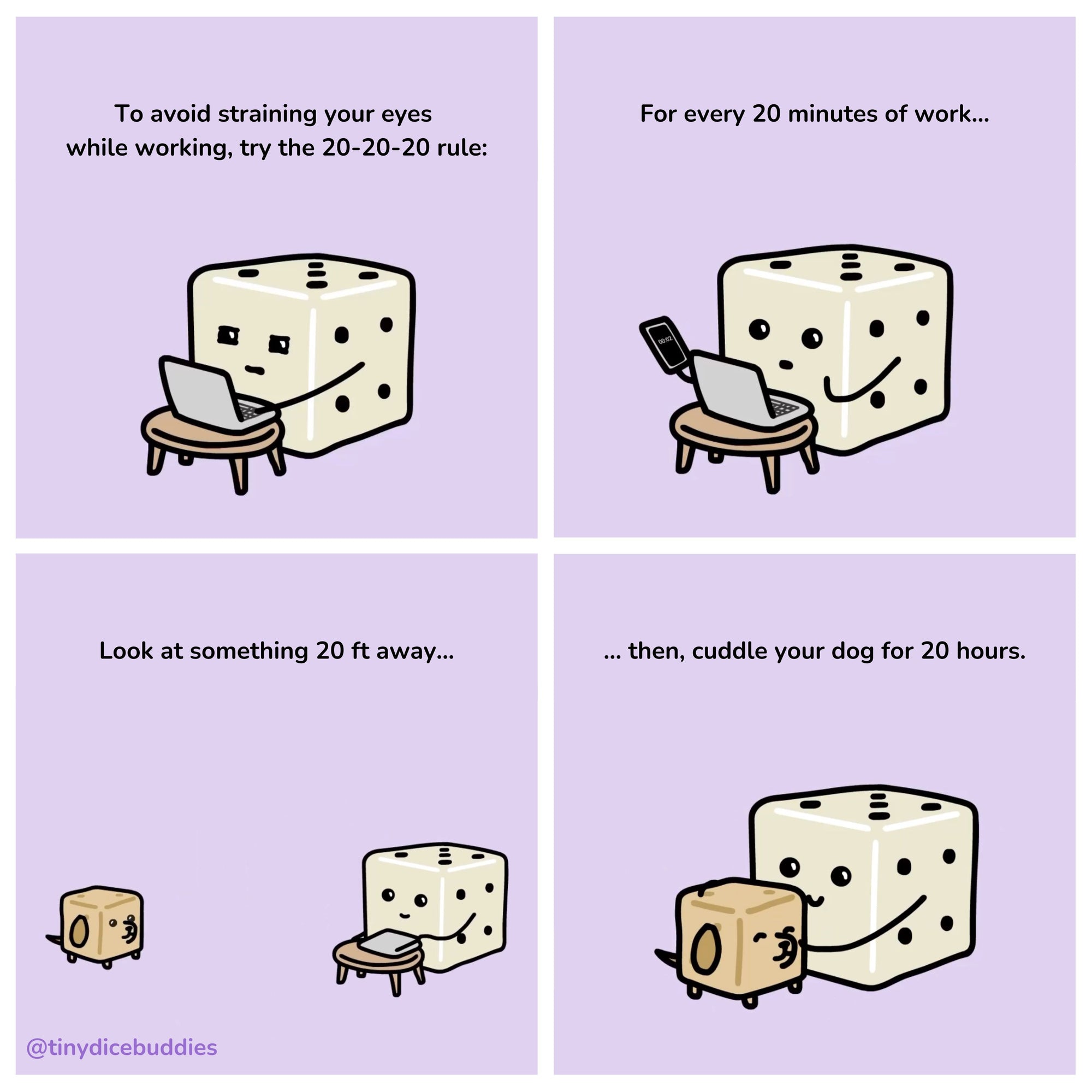 20-20-20 Rule Comic Print by Tiny Dice Buddies