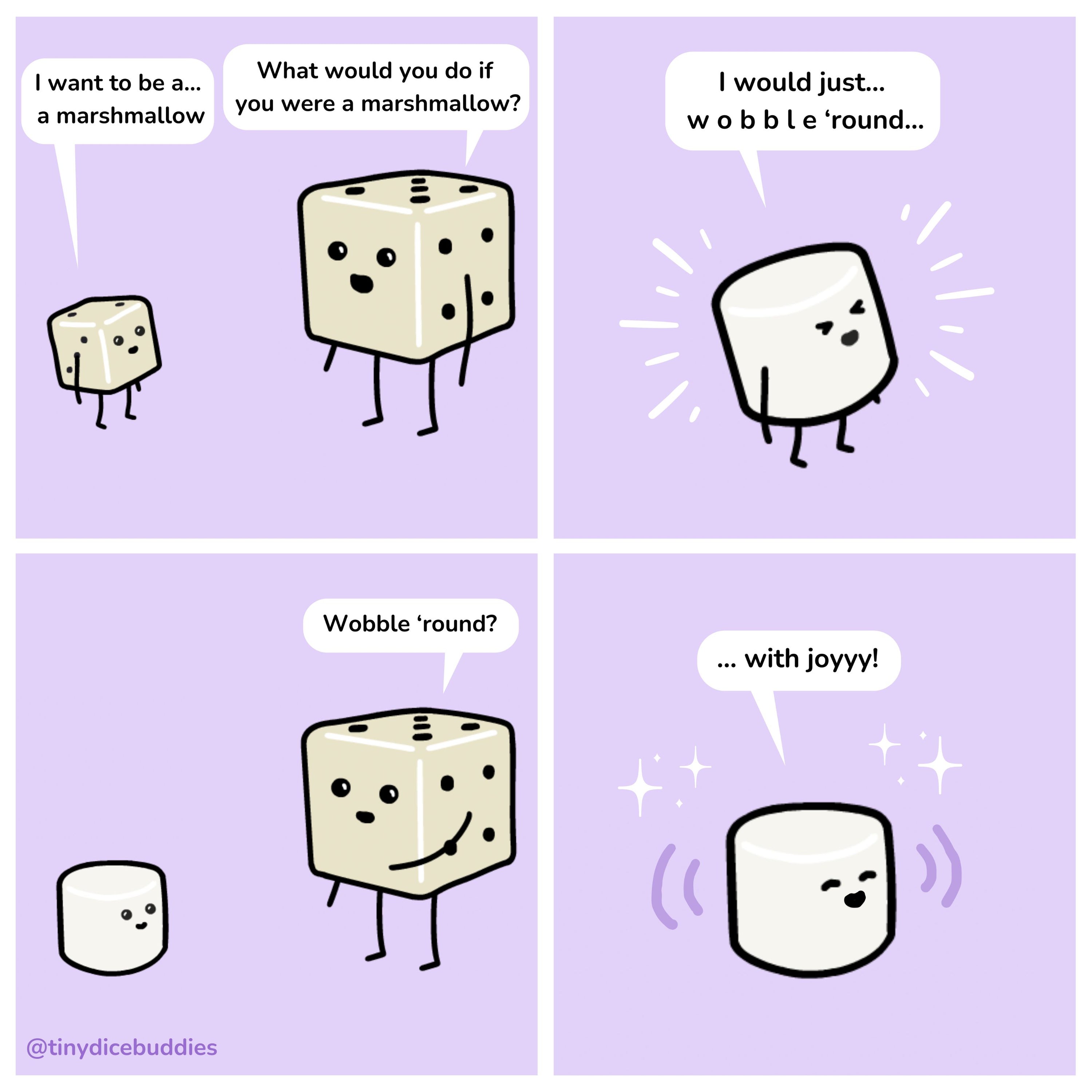 Marshmallow Comic Print by Tiny Dice Buddies