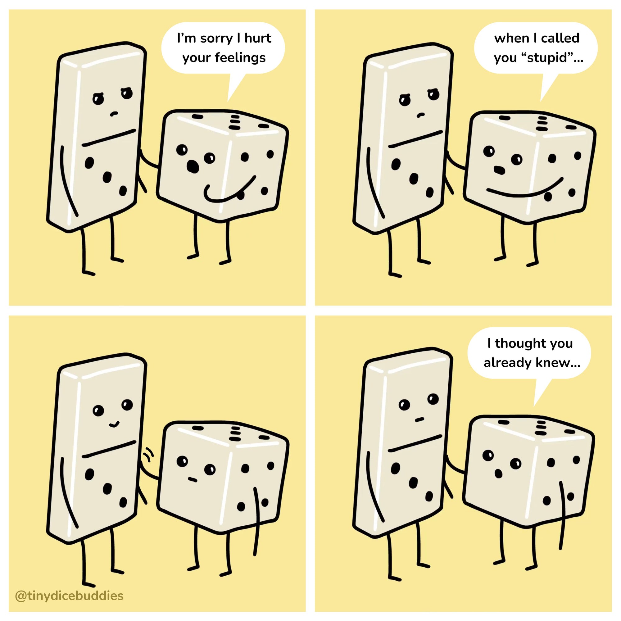 Sorry I Hurt Your Feelings Comic Print by Tiny Dice Buddies