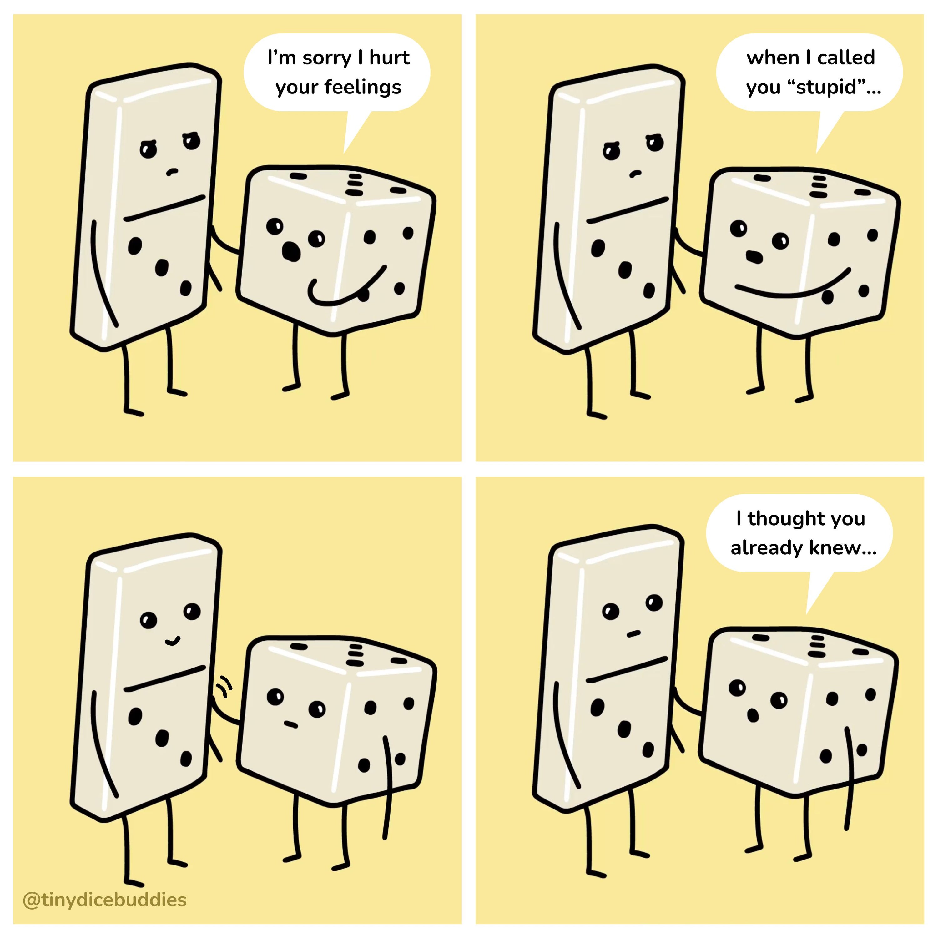 Sorry I Hurt Your Feelings Comic Print by Tiny Dice Buddies
