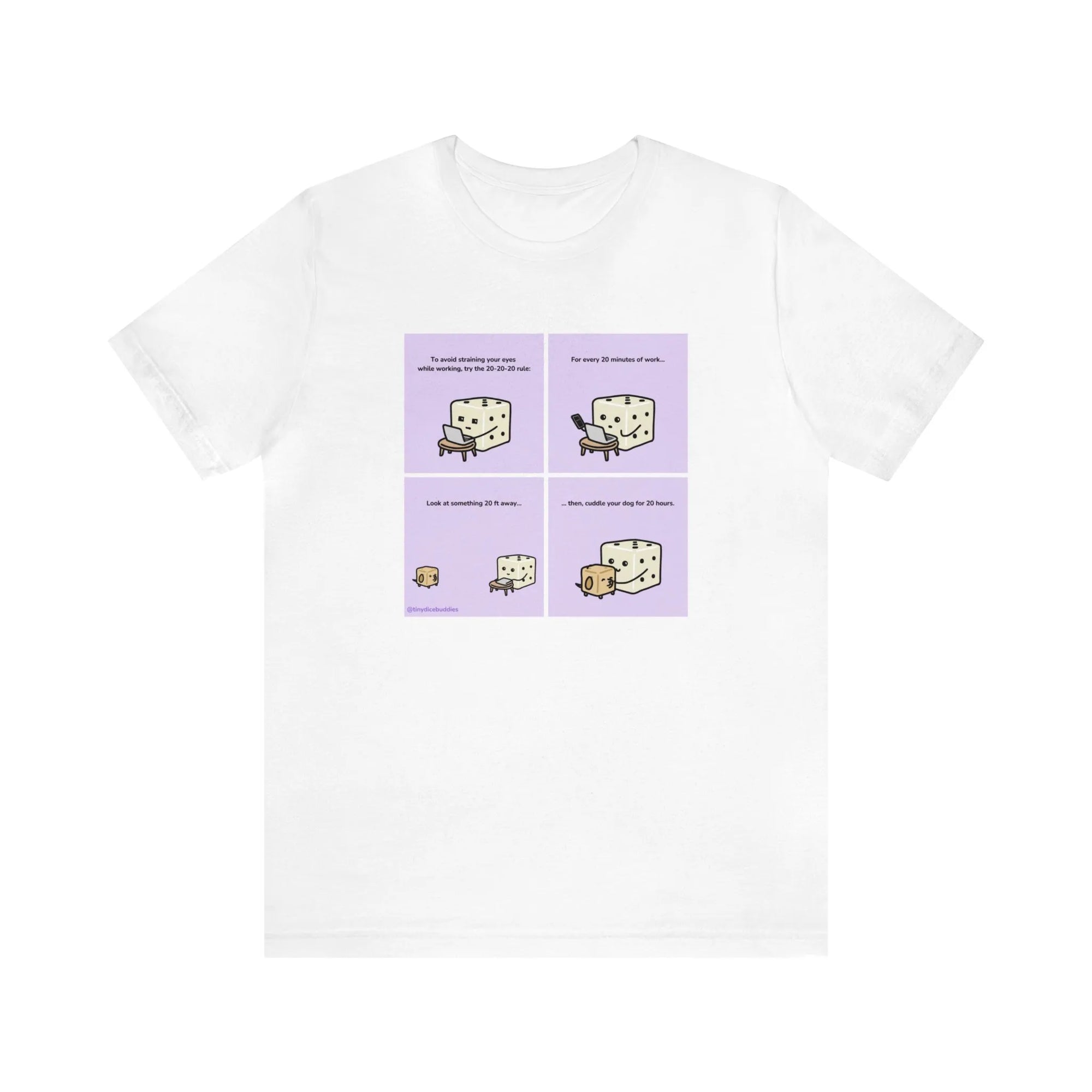Tiny Dice Buddies "Try the 20-20-20 Rule" | Unisex Jersey Short Sleeve Tee