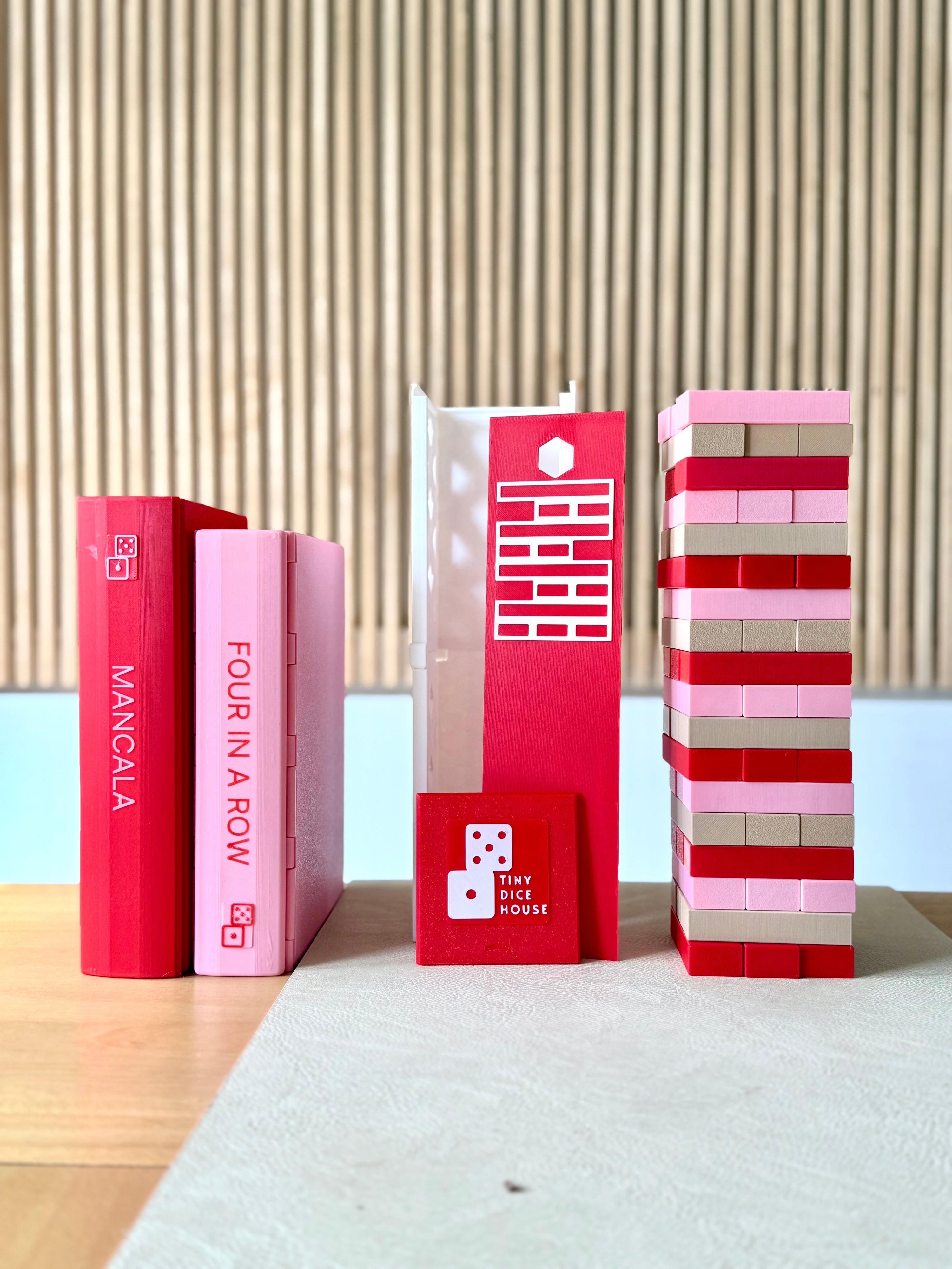 3D Printed Bookshelf Board Games - Mancala, Connect 4, Jenga (Customize Your Own Colors)