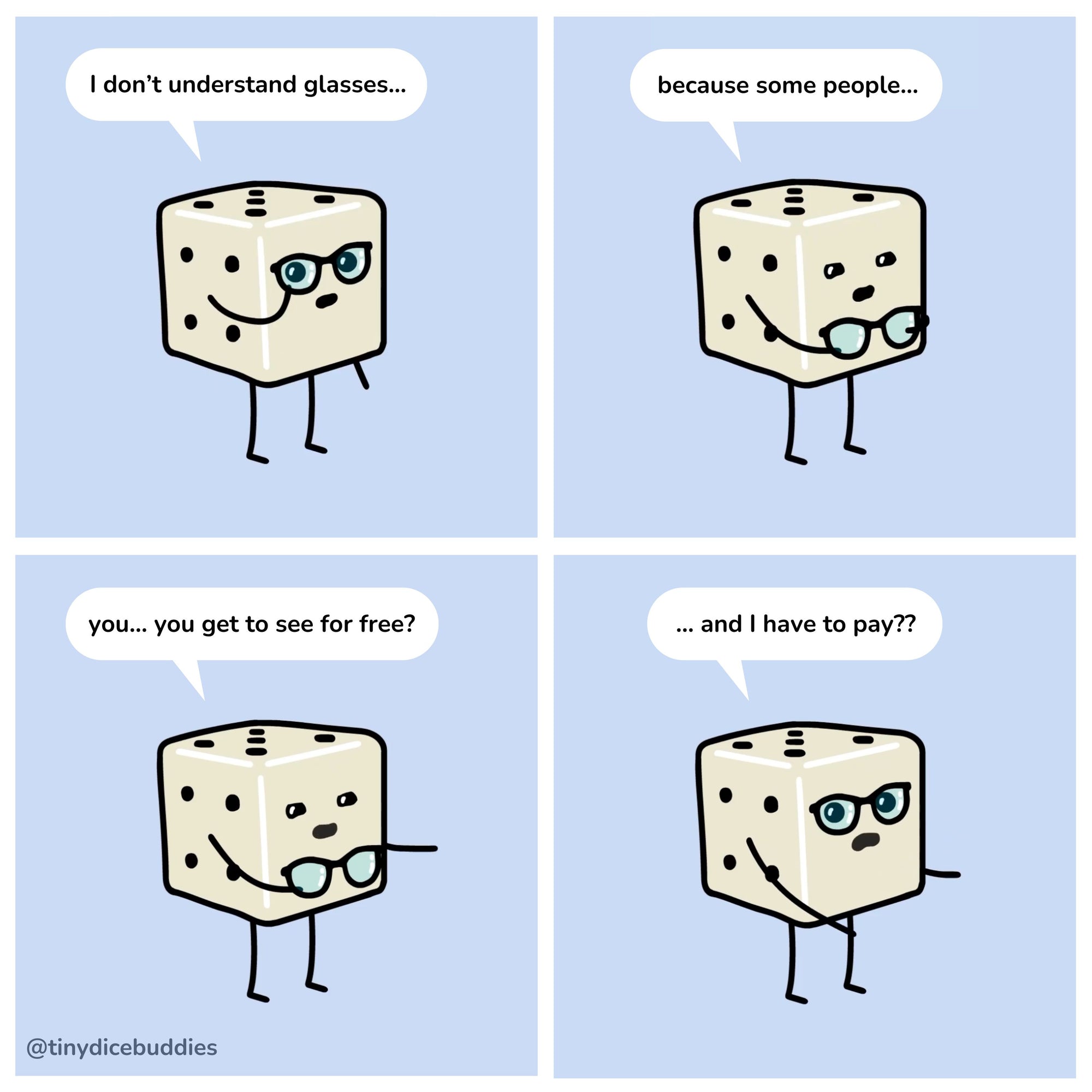 Glasses Comic Print by Tiny Dice Buddies