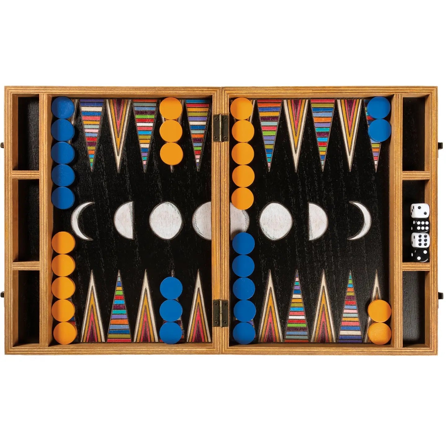 Colorful Wooden Backgammon Travel Game Set