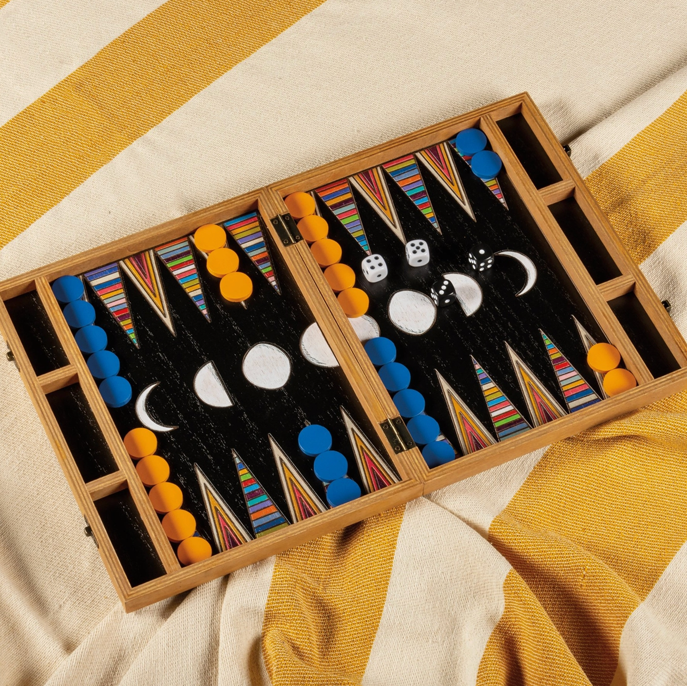 Colorful Wooden Backgammon Travel Game Set