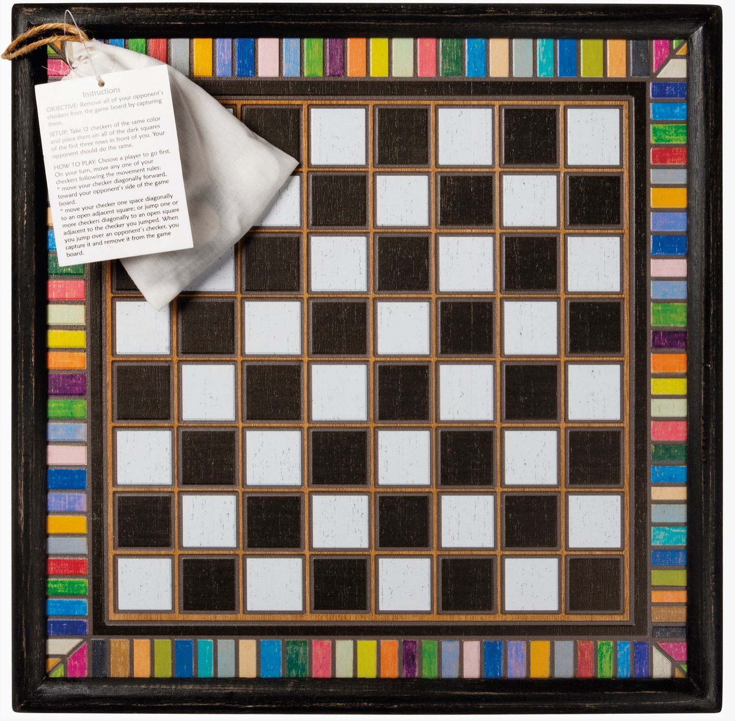 Colorful Wooden Checkers Board Game