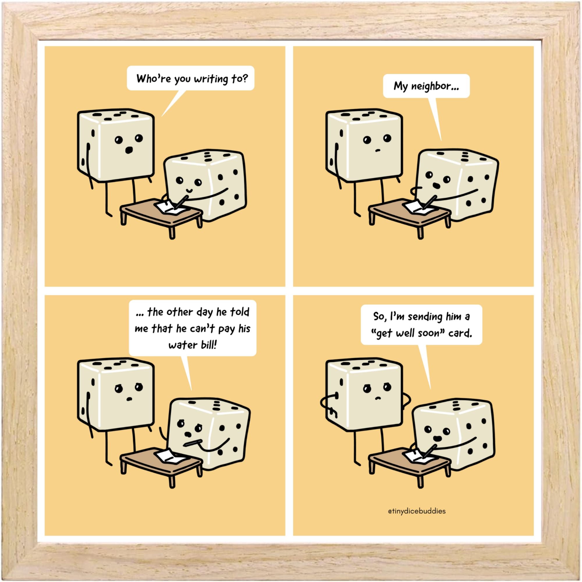 Get Well Soon Comic Print by Tiny Dice Buddies
