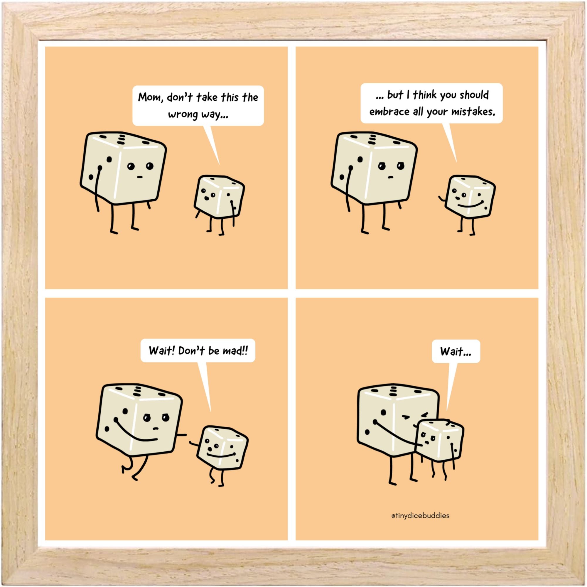 Mom Embrace Mistake Comic Print by Tiny Dice Buddies