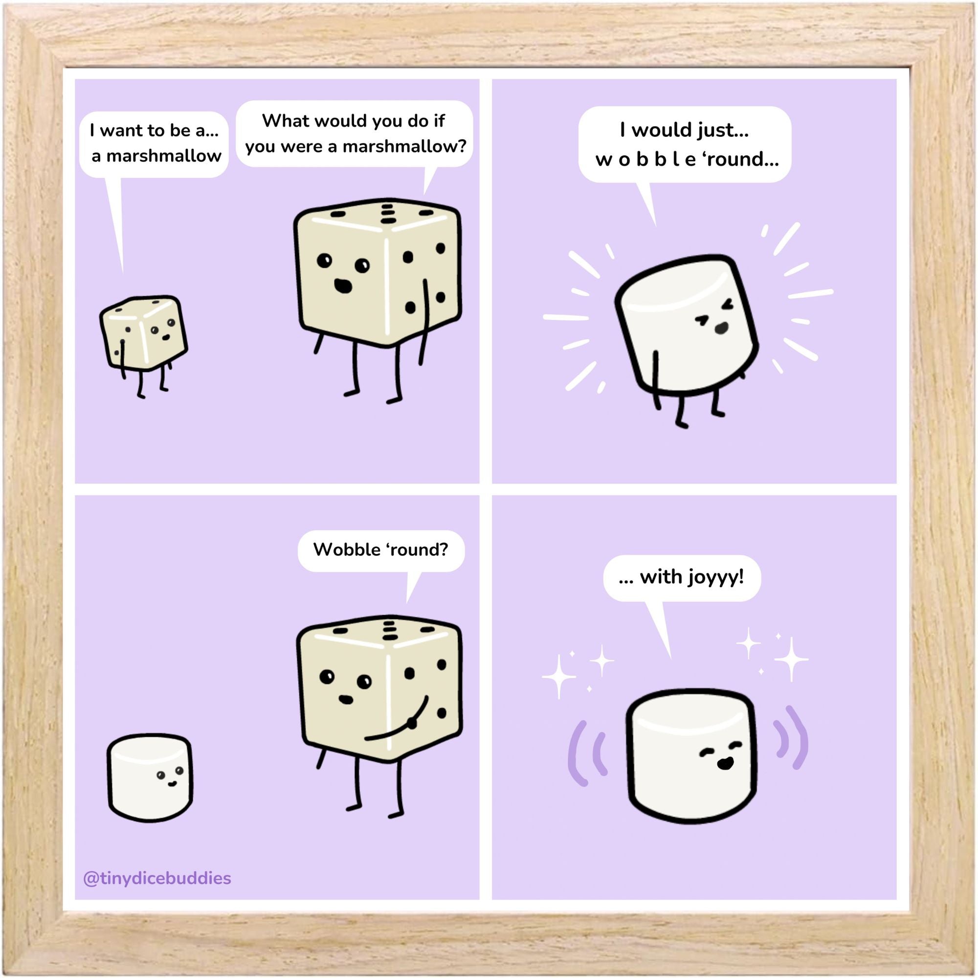 Marshmallow Comic Print by Tiny Dice Buddies