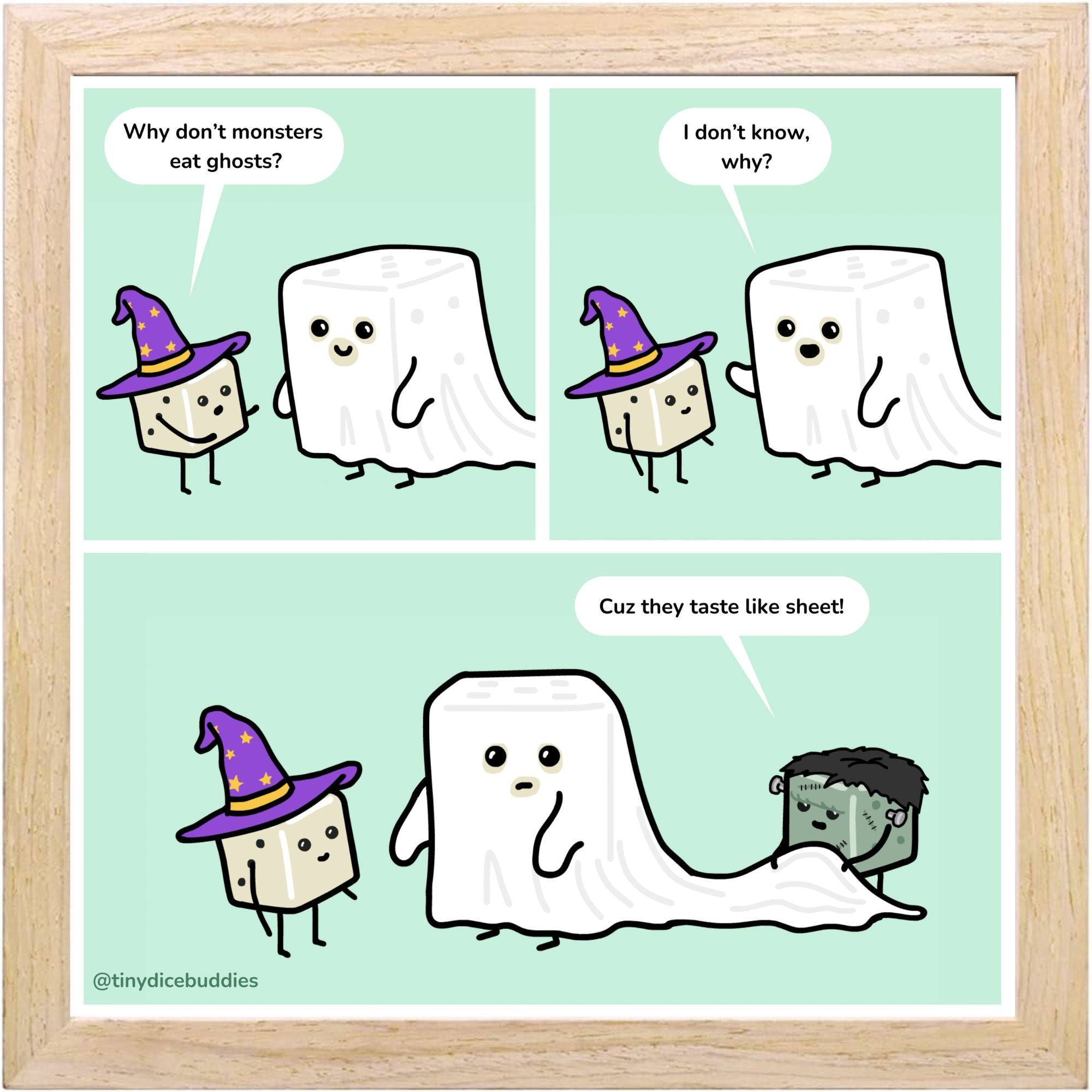 Why Don't Monsters Eat Ghosts Comic Print by Tiny Dice Buddies