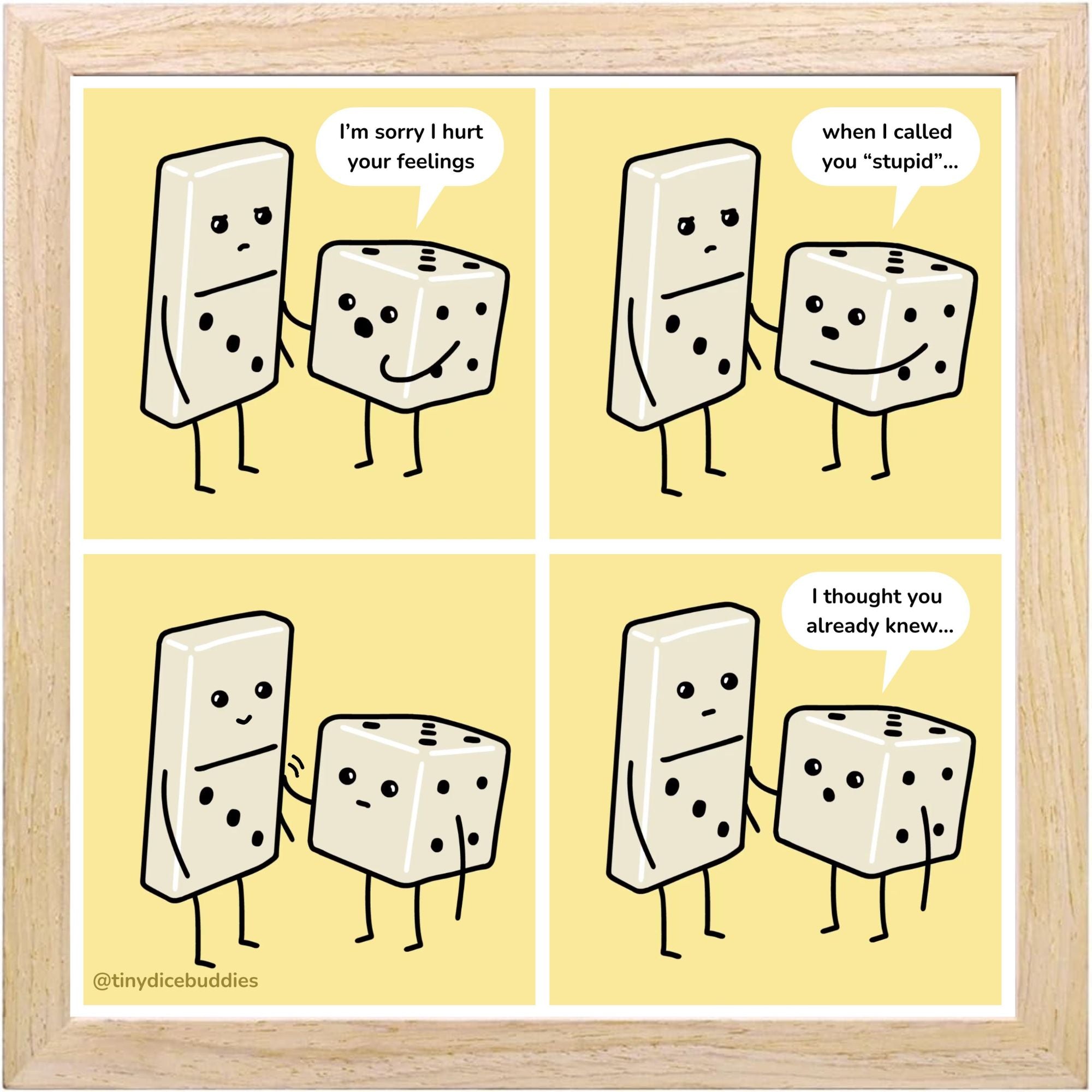 Sorry I Hurt Your Feelings Comic Print by Tiny Dice Buddies