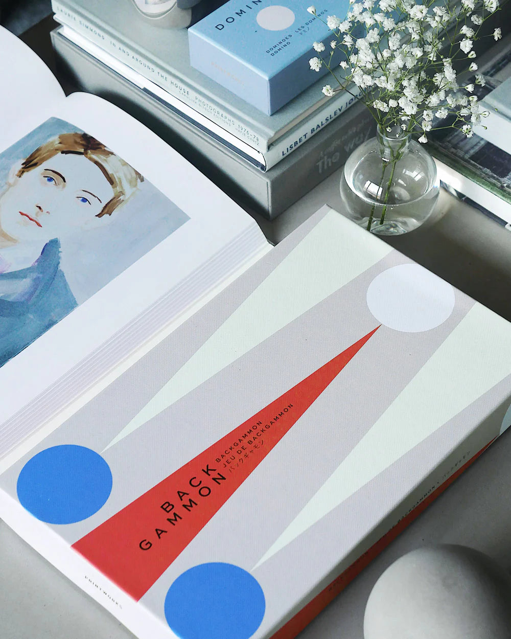 Modern Minimalist Backgammon Board Game - Red, White, & Blue