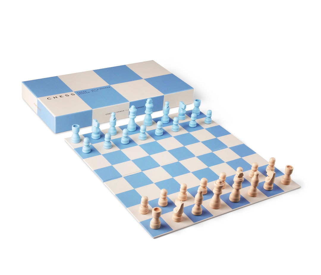 Modern Minimalist Chess Board Game - Blue & White