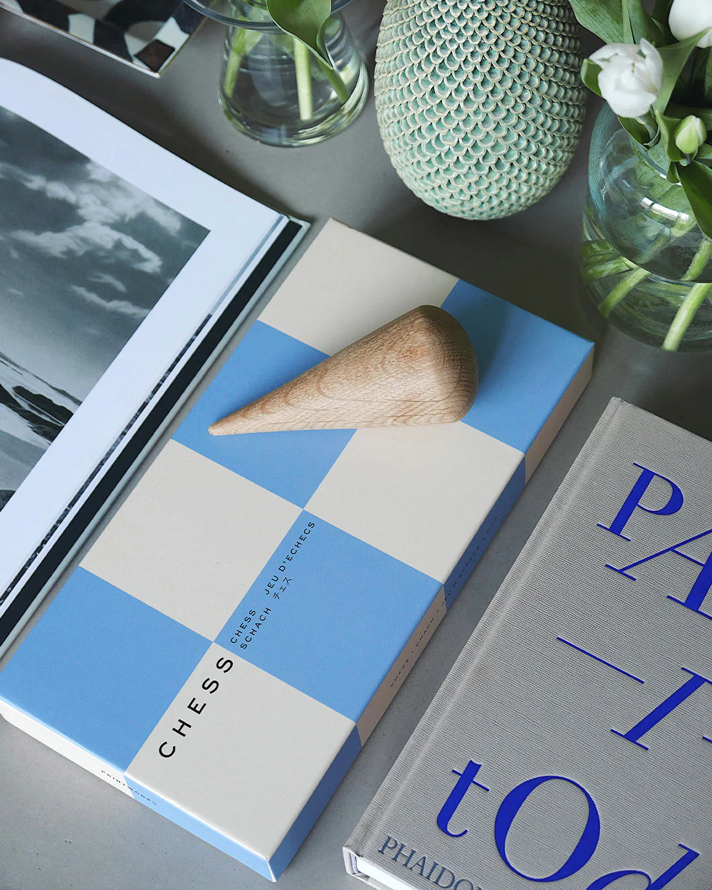 Modern Minimalist Chess Board Game - Blue & White