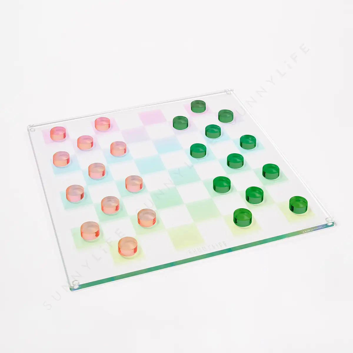 Ombre Lucite Acrylic Chess & Checkers Set