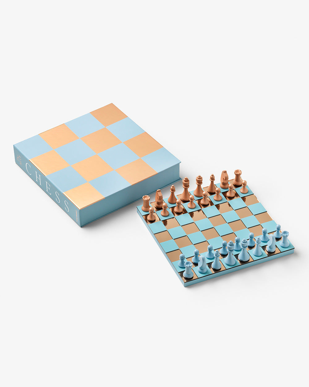 Chess Mirror, Blue – Modern Coffee Table Game