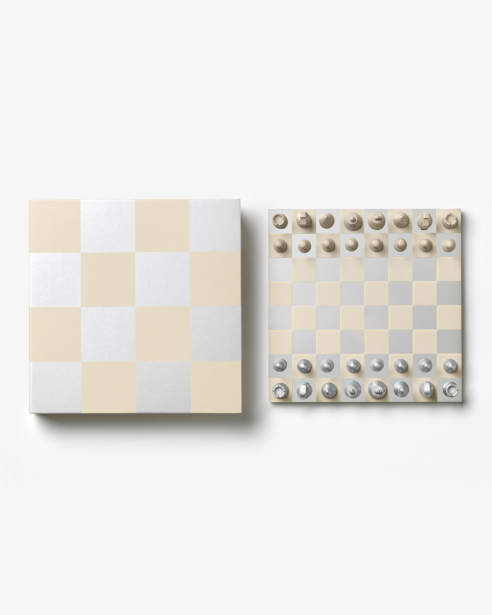 Chess Mirror (Beige/Silver) – Modern Coffee Table Games