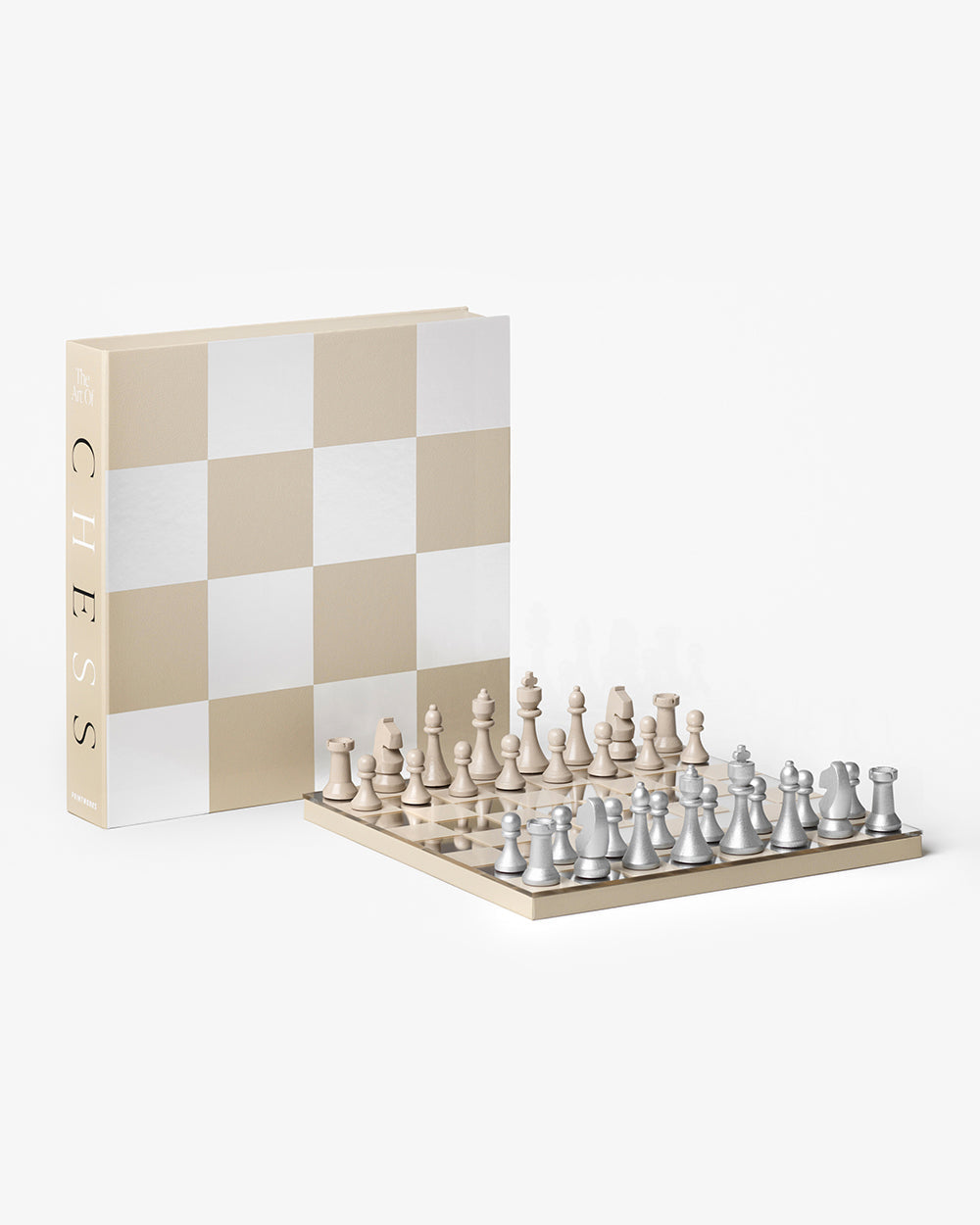 Chess Mirror (Beige/Silver) – Modern Coffee Table Games