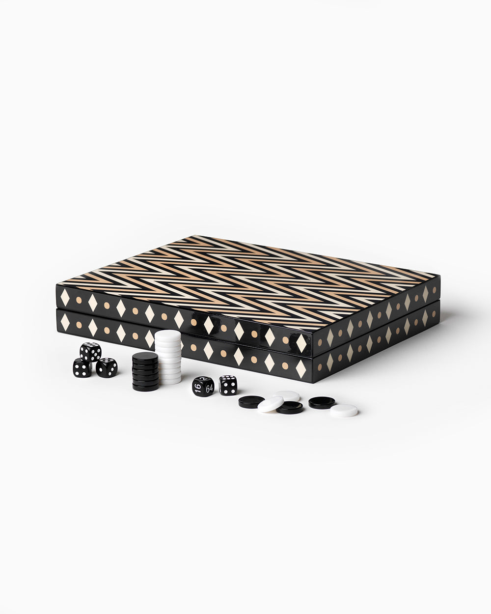 Lacquered Backgammon, Black – Modern Coffee Table Games