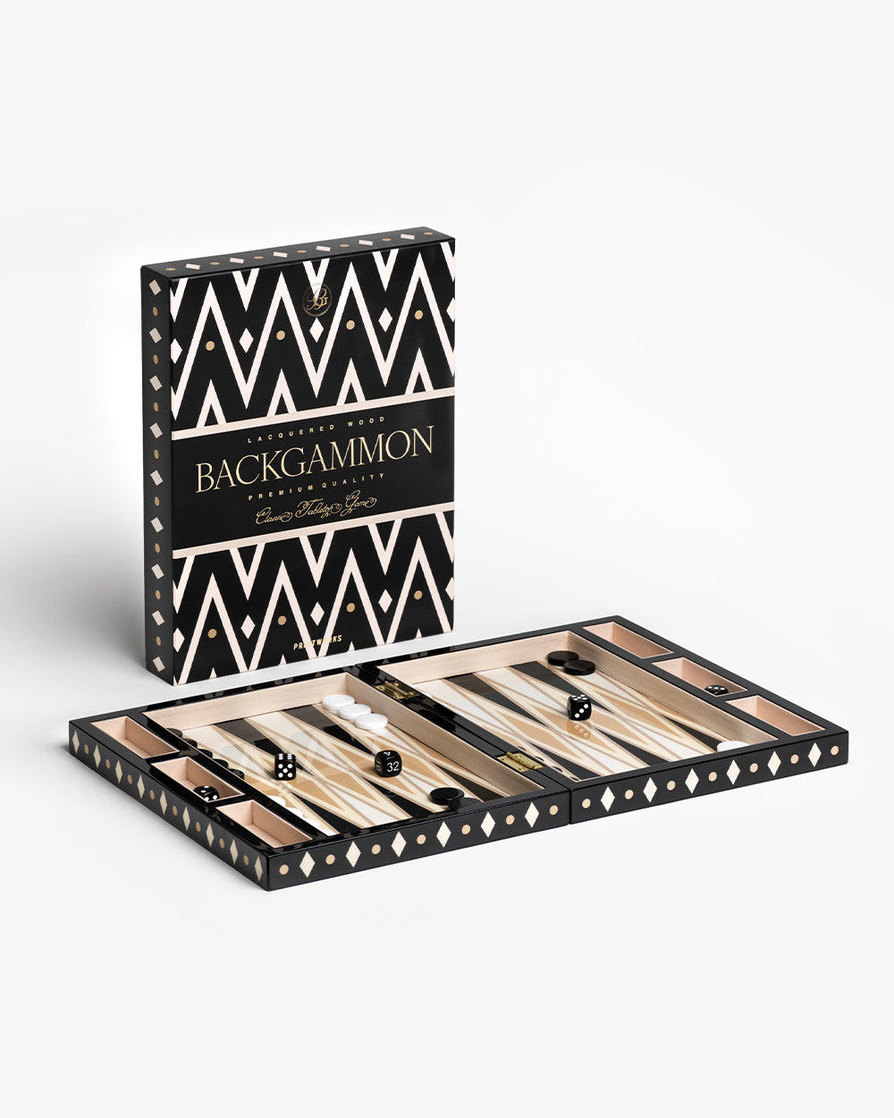 Lacquered Backgammon, Black – Modern Coffee Table Games