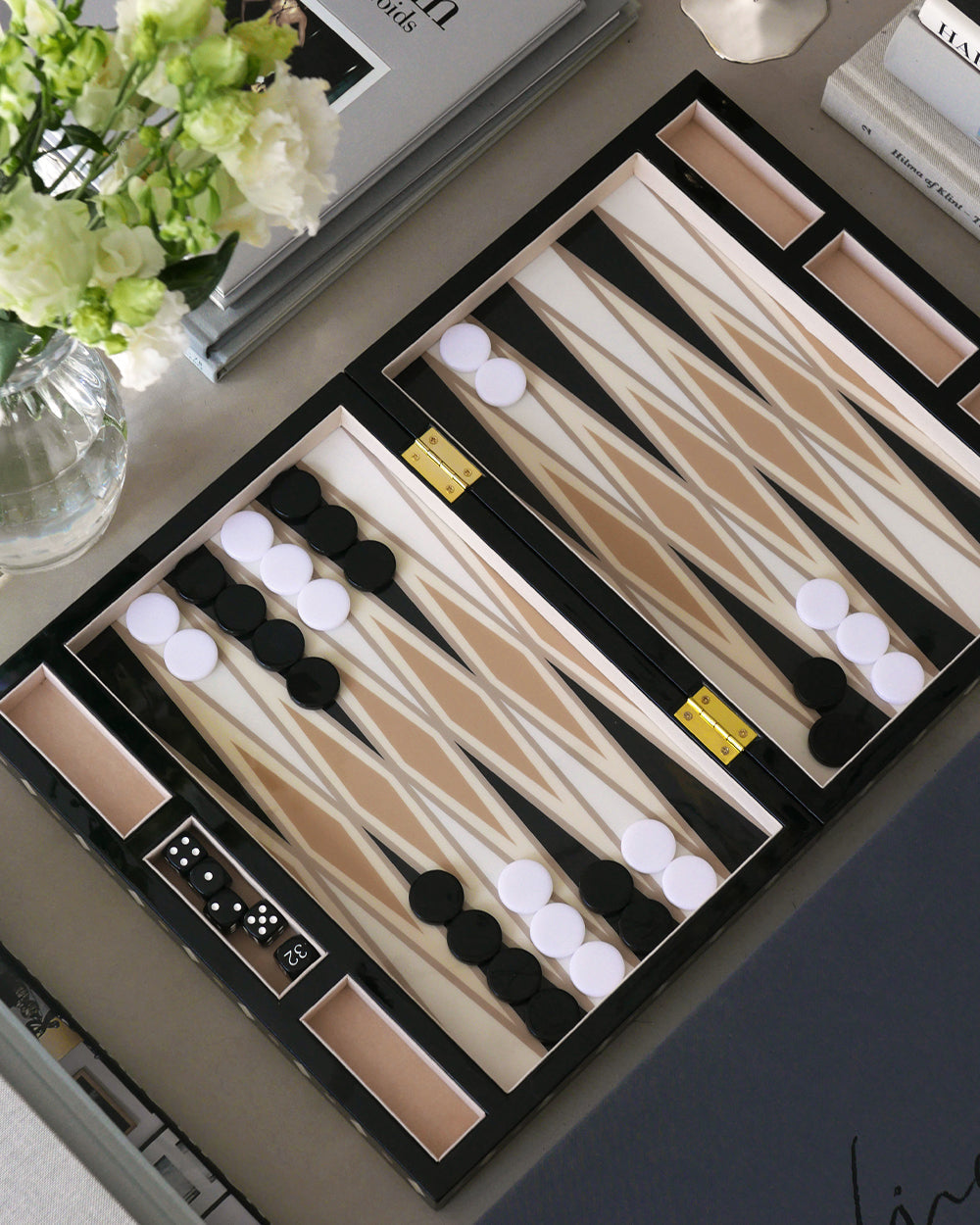 Lacquered Backgammon, Black – Modern Coffee Table Games