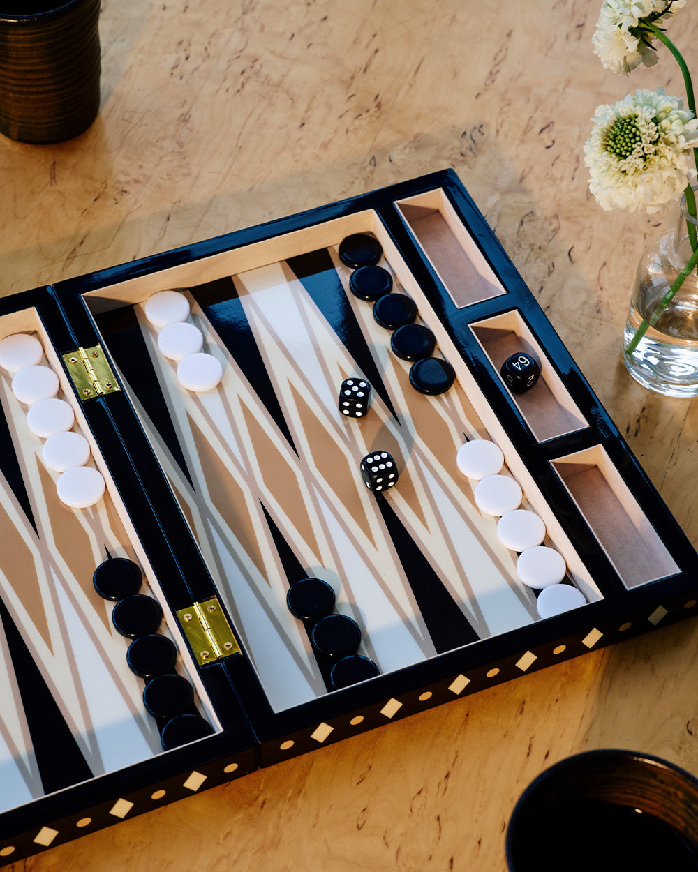 Lacquered Backgammon, Black – Modern Coffee Table Games