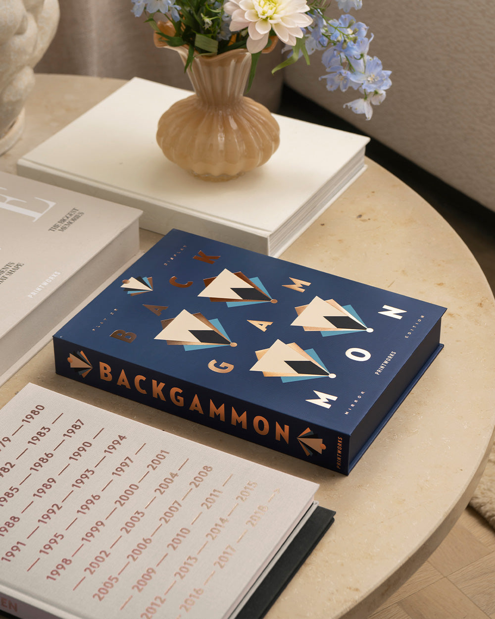 Art Of Backgammon Mirror, Dark Blue/Copper – Modern Coffee Table Games