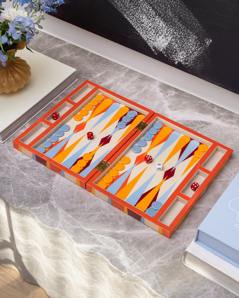 Lacquered Backgammon, Red – Modern Coffee Table Games