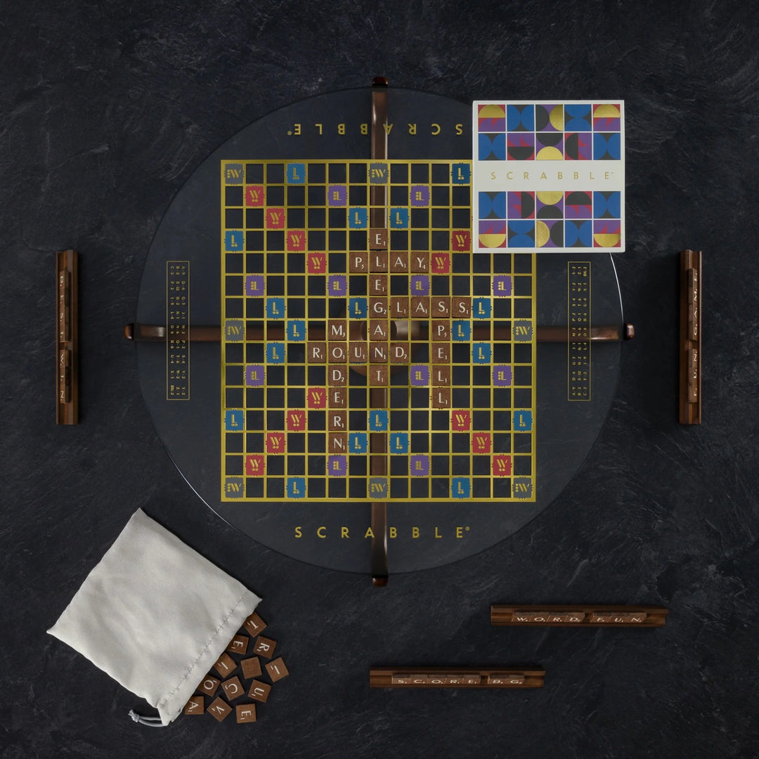 Modern Scrabble Glass Vintage Tabletop Board Game Edition