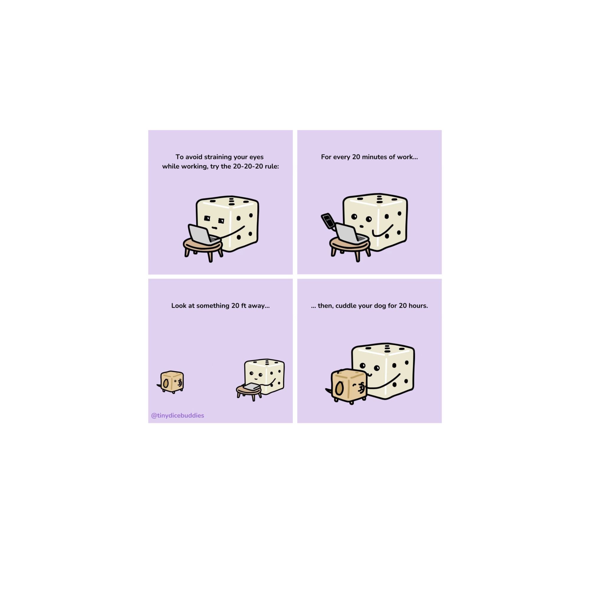 20-20-20 Rule Comic Print by Tiny Dice Buddies