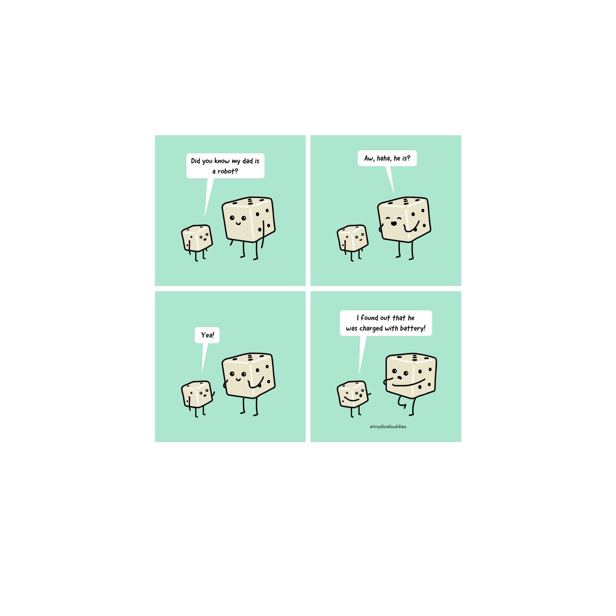Dad Robot Comic Print by Tiny Dice Buddies