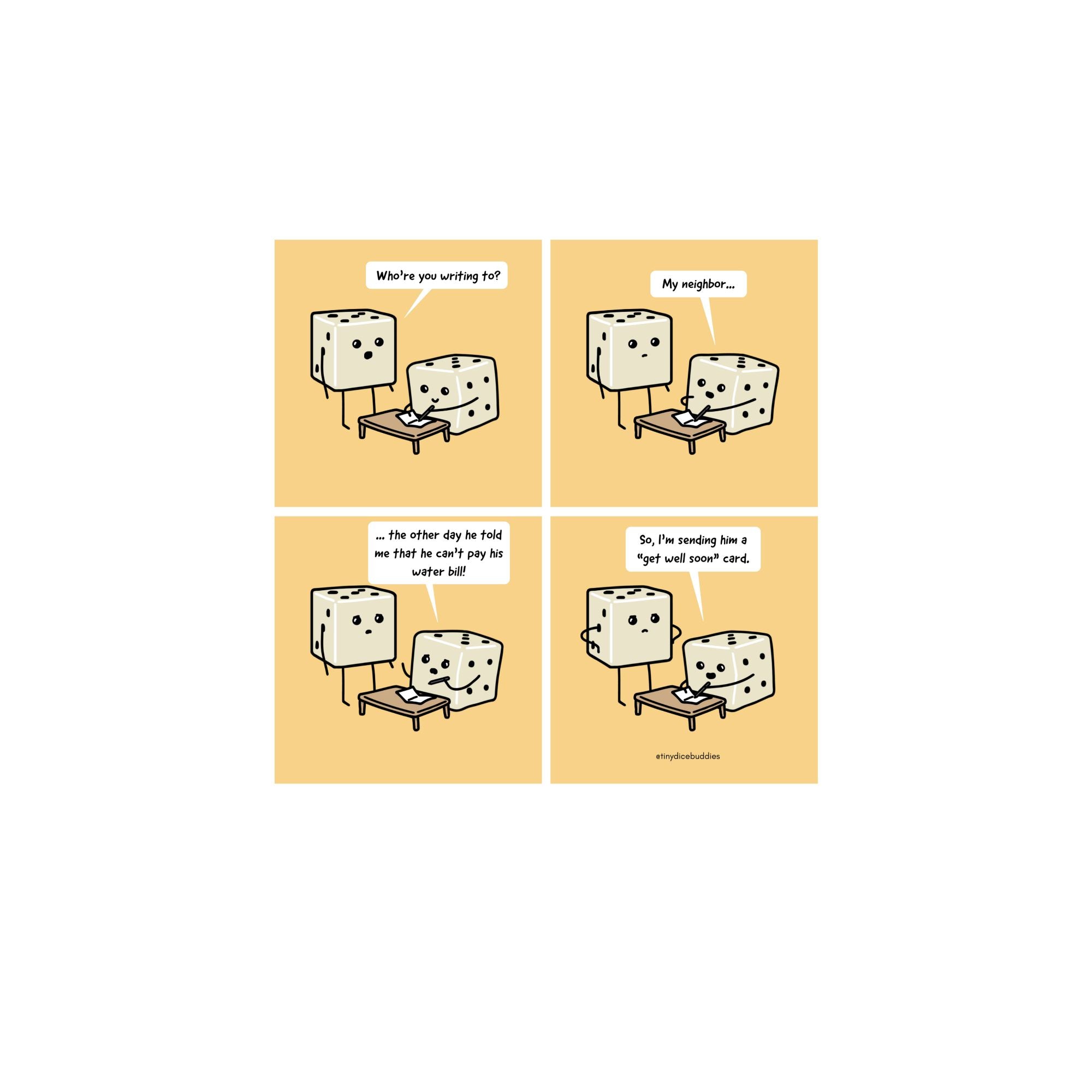 Get Well Soon Comic Print by Tiny Dice Buddies