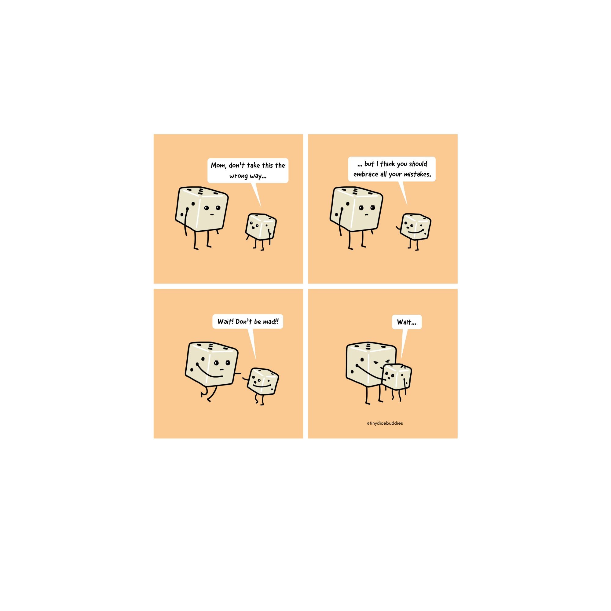 Mom Embrace Mistake Comic Print by Tiny Dice Buddies