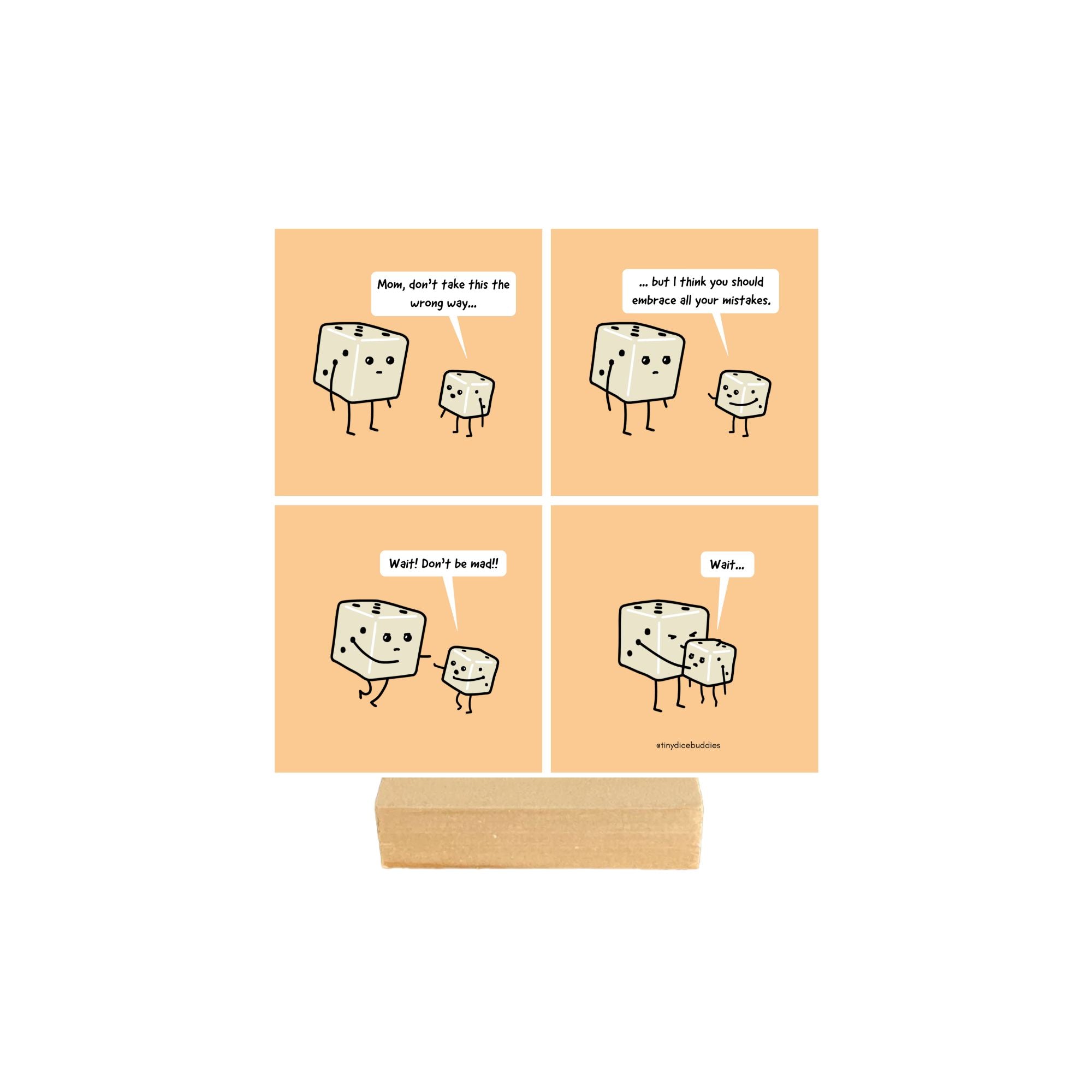 Mom Embrace Mistake Comic Print by Tiny Dice Buddies