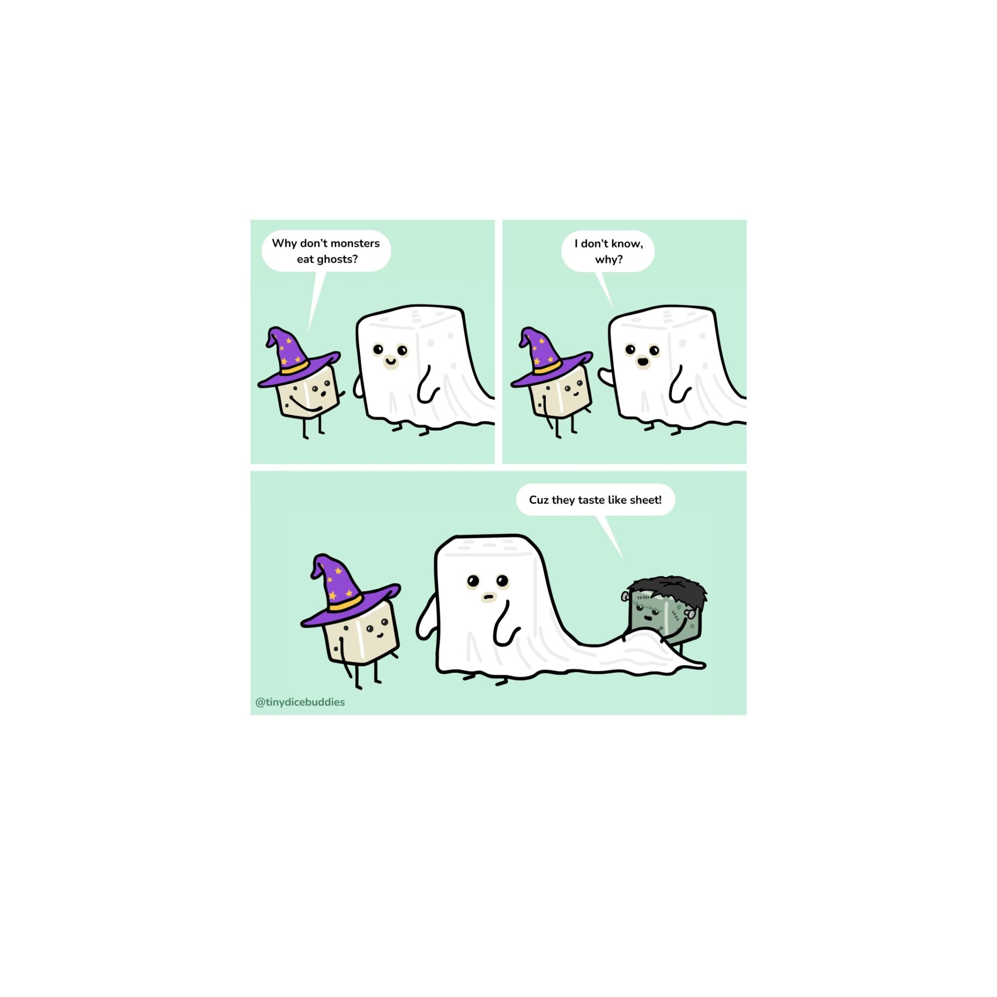 Why Don't Monsters Eat Ghosts Comic Print by Tiny Dice Buddies