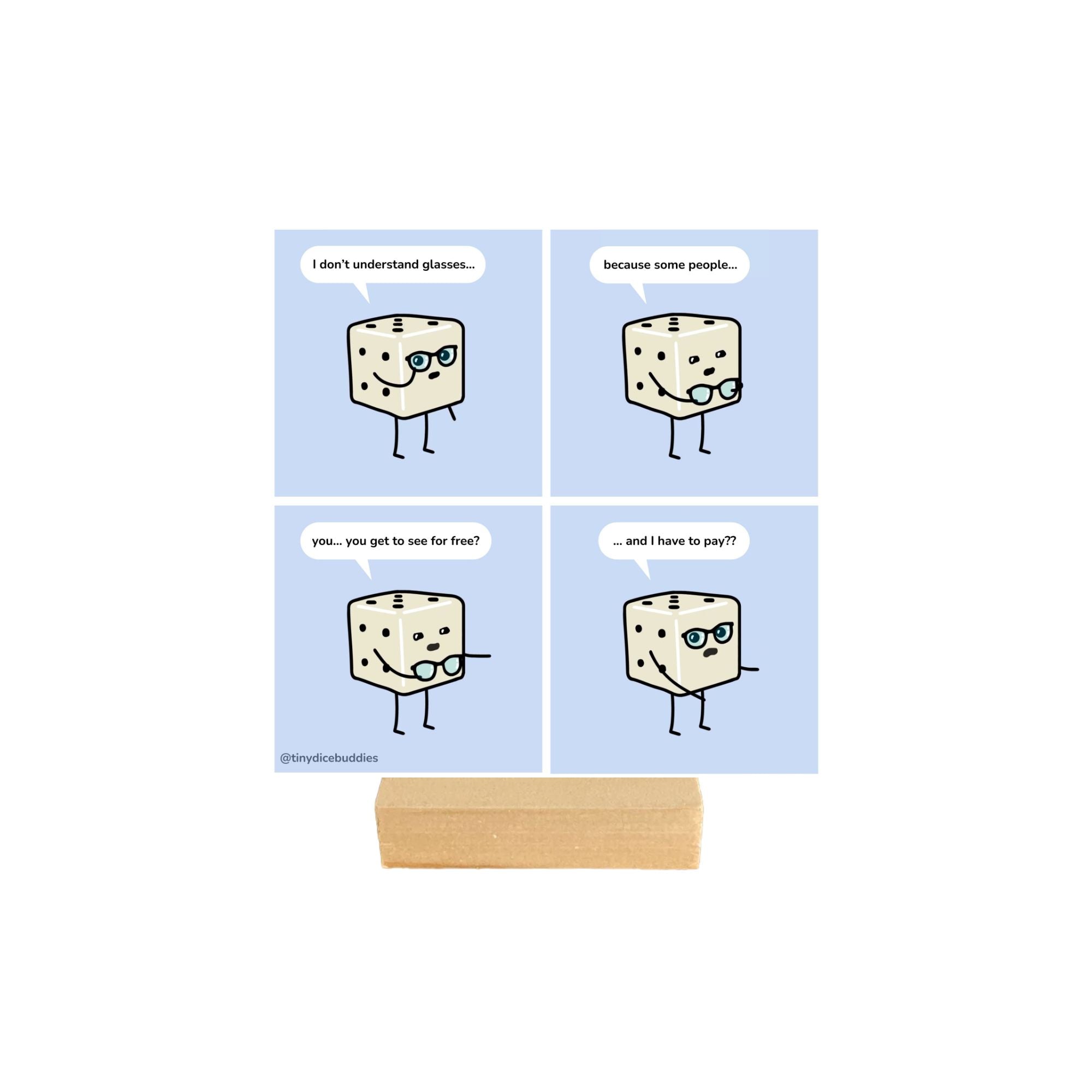 Glasses Comic Print by Tiny Dice Buddies