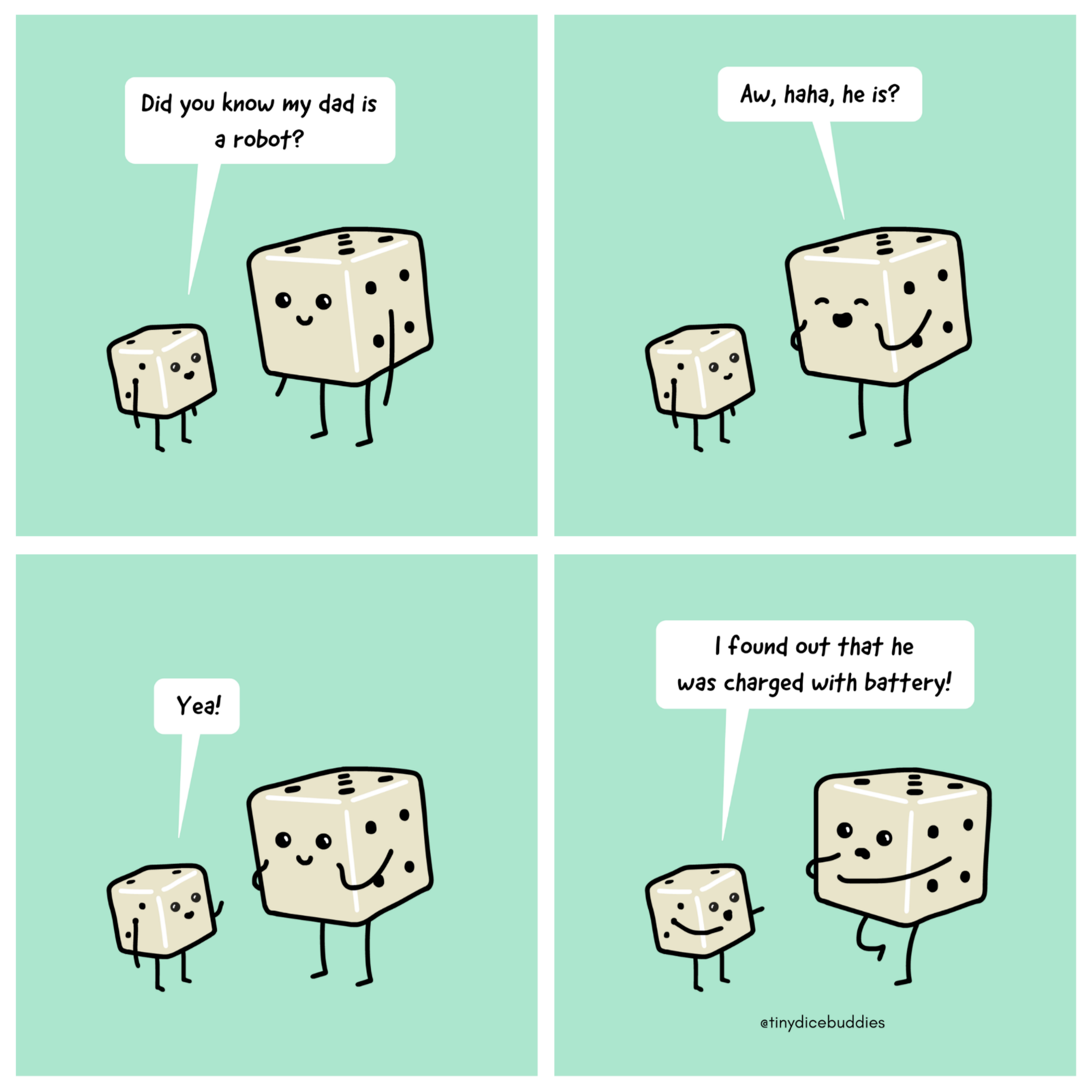 Dad Robot Comic Print by Tiny Dice Buddies