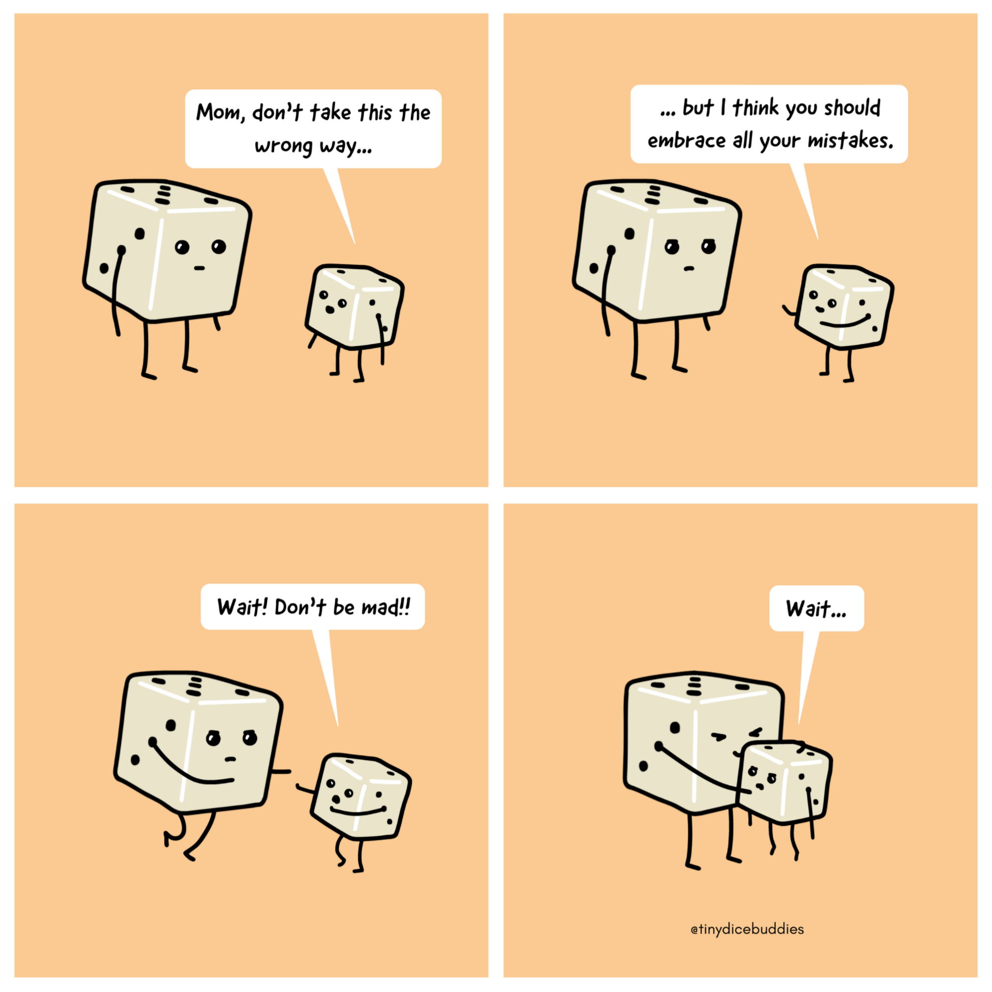 Mom Embrace Mistake Comic Print by Tiny Dice Buddies