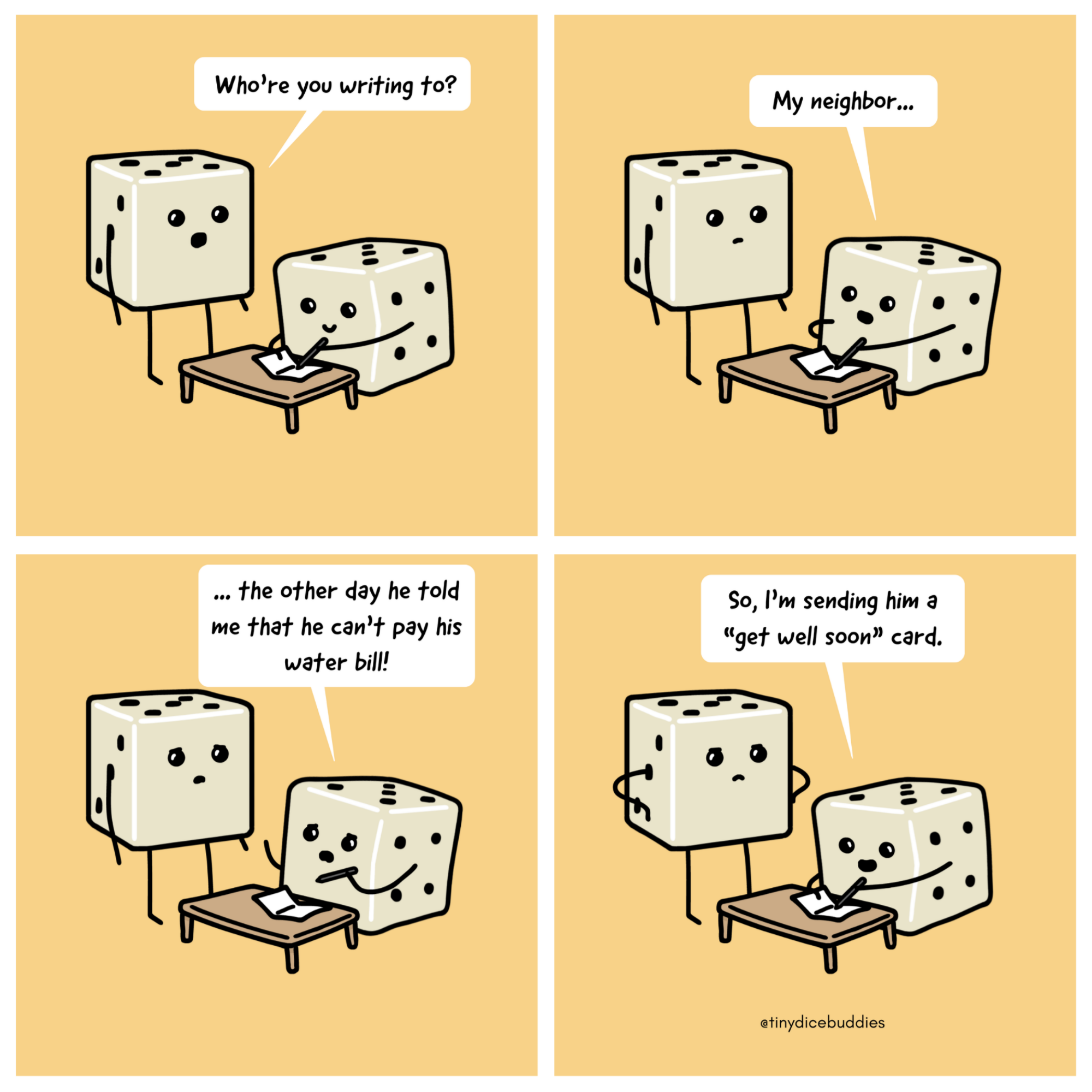 Get Well Soon Comic Print by Tiny Dice Buddies