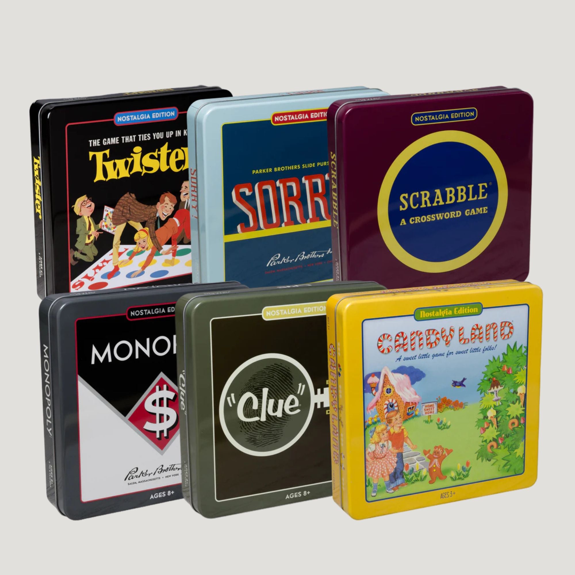 Vintage Collectible Tin Board Game Bundle - Pack of 6